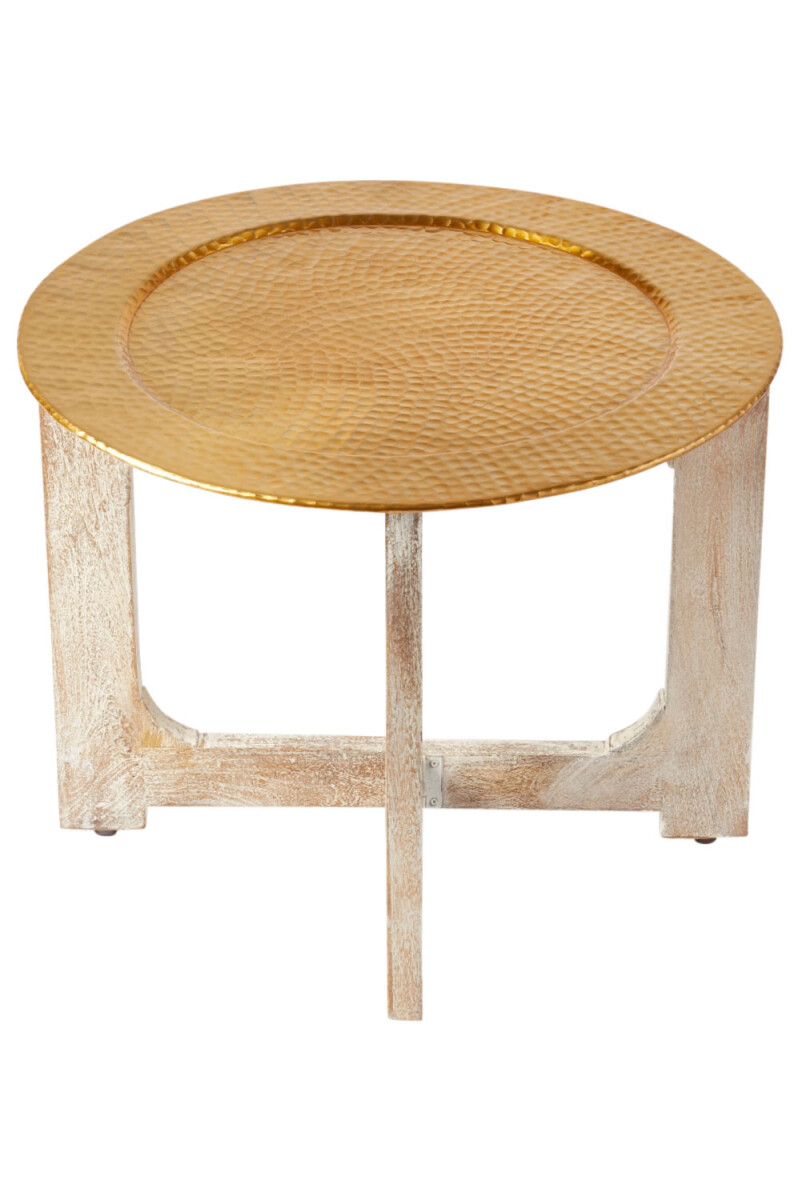 Table basse orientale Cadiz Blanc Or 60  box