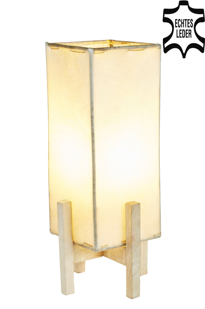 Lampe de table en cuir Janka Nature avec structure blanche