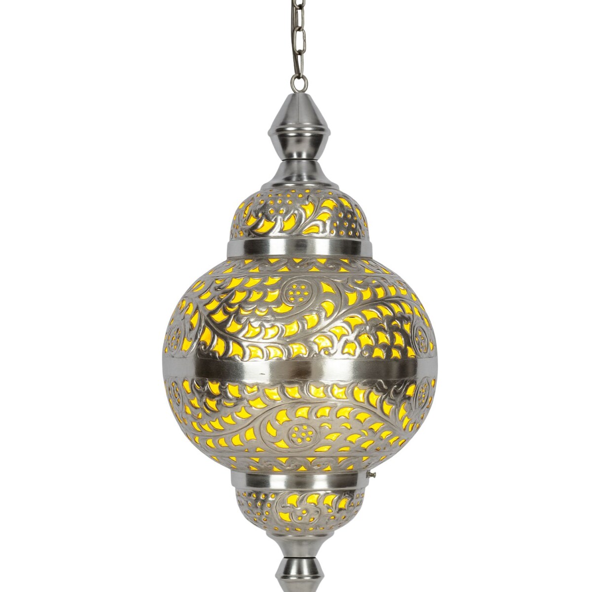 Suspension Fahda Argent | Lampe orientale faite main, 50 cm