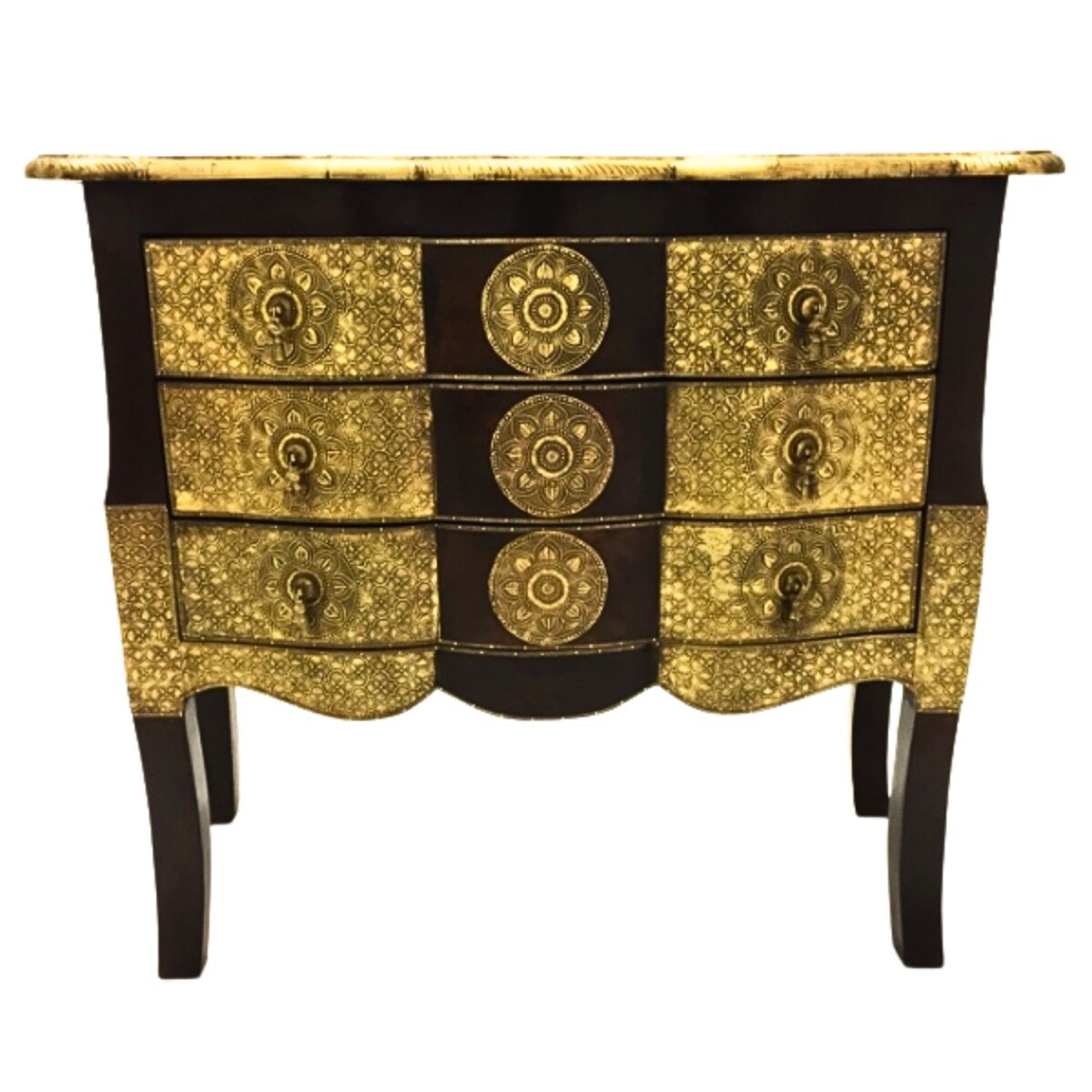 Commode orientale en bois massif Durga 75 cm avec ornements 
