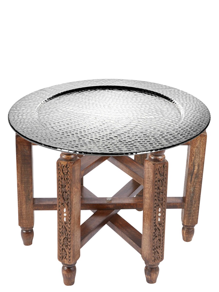 Table basse orientale Halab Argent 60 cm box