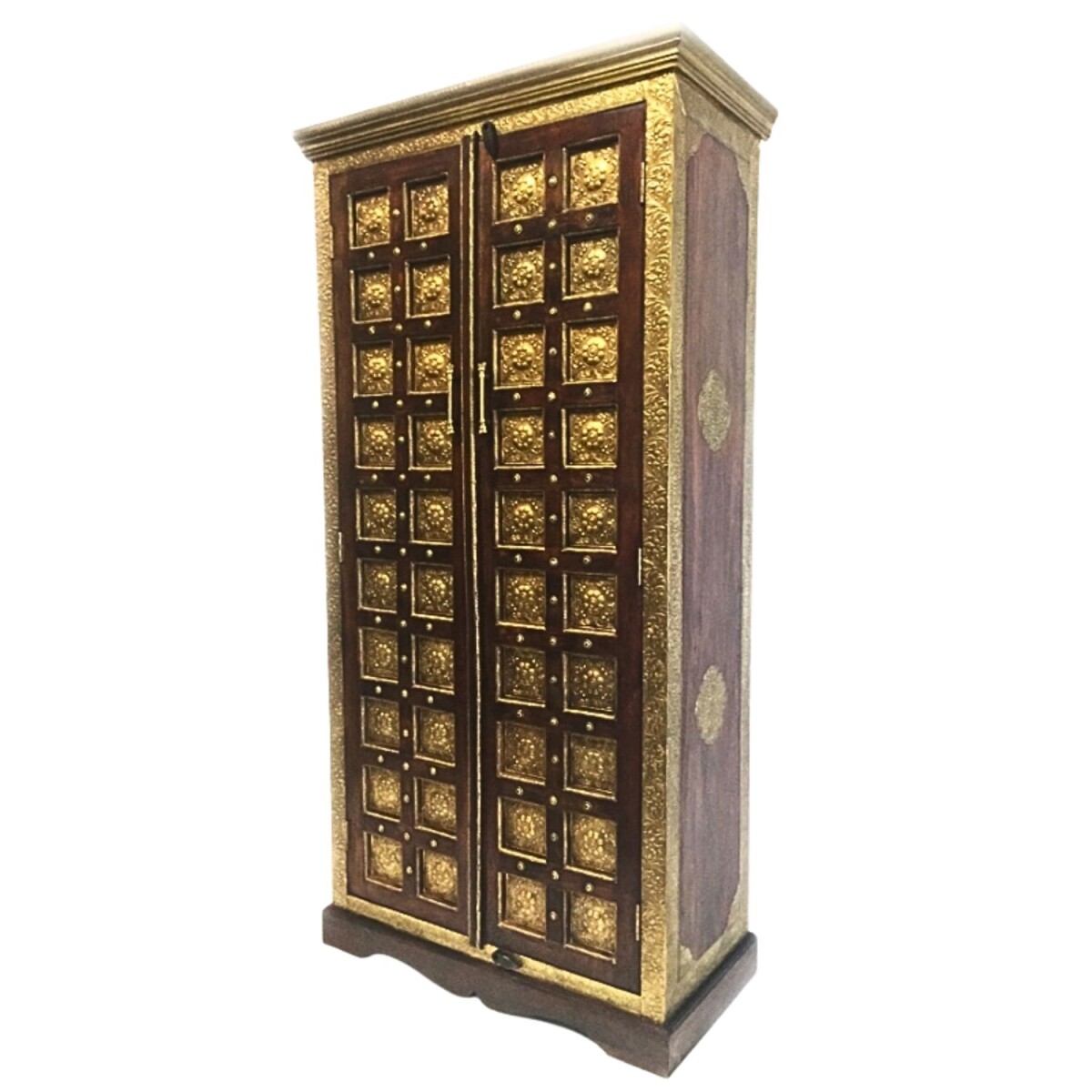 Armoire orientale en bois massif Yafiah 180 cm, ornements en