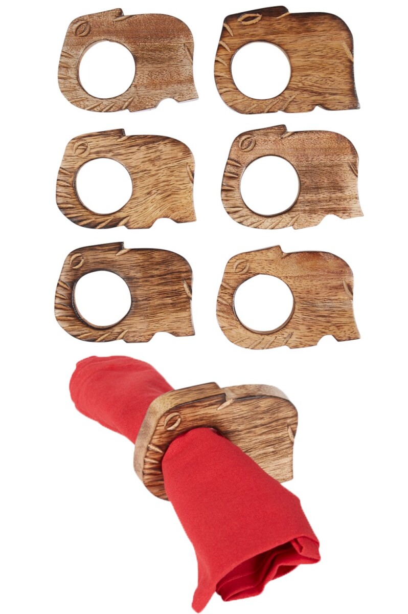 Lot de 6 ronds de serviette en bois Kira box