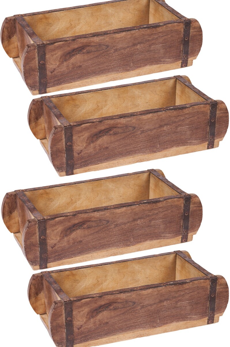 Lot de 4 caisses et plateaux en bois vin box