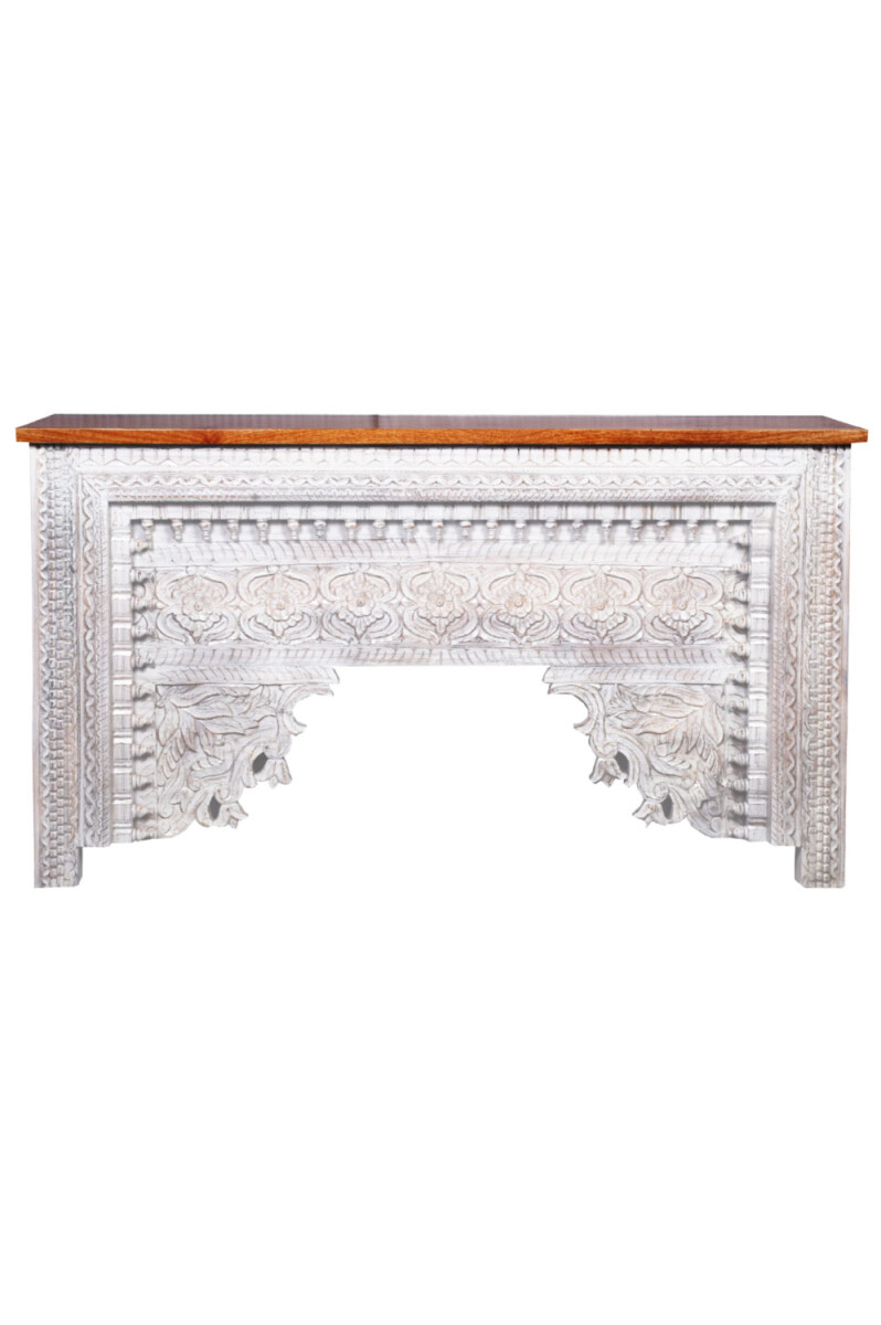 Buffet console oriental en bois Gassan Blanc 170 cm