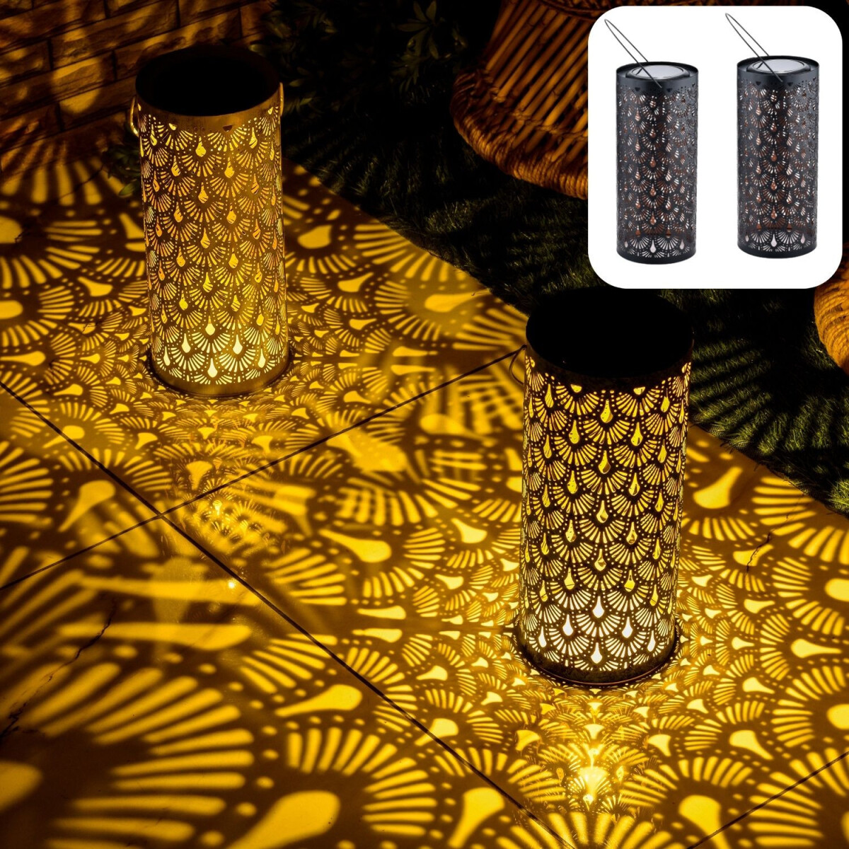 Lot de 2 lanternes solaires orientales,  box