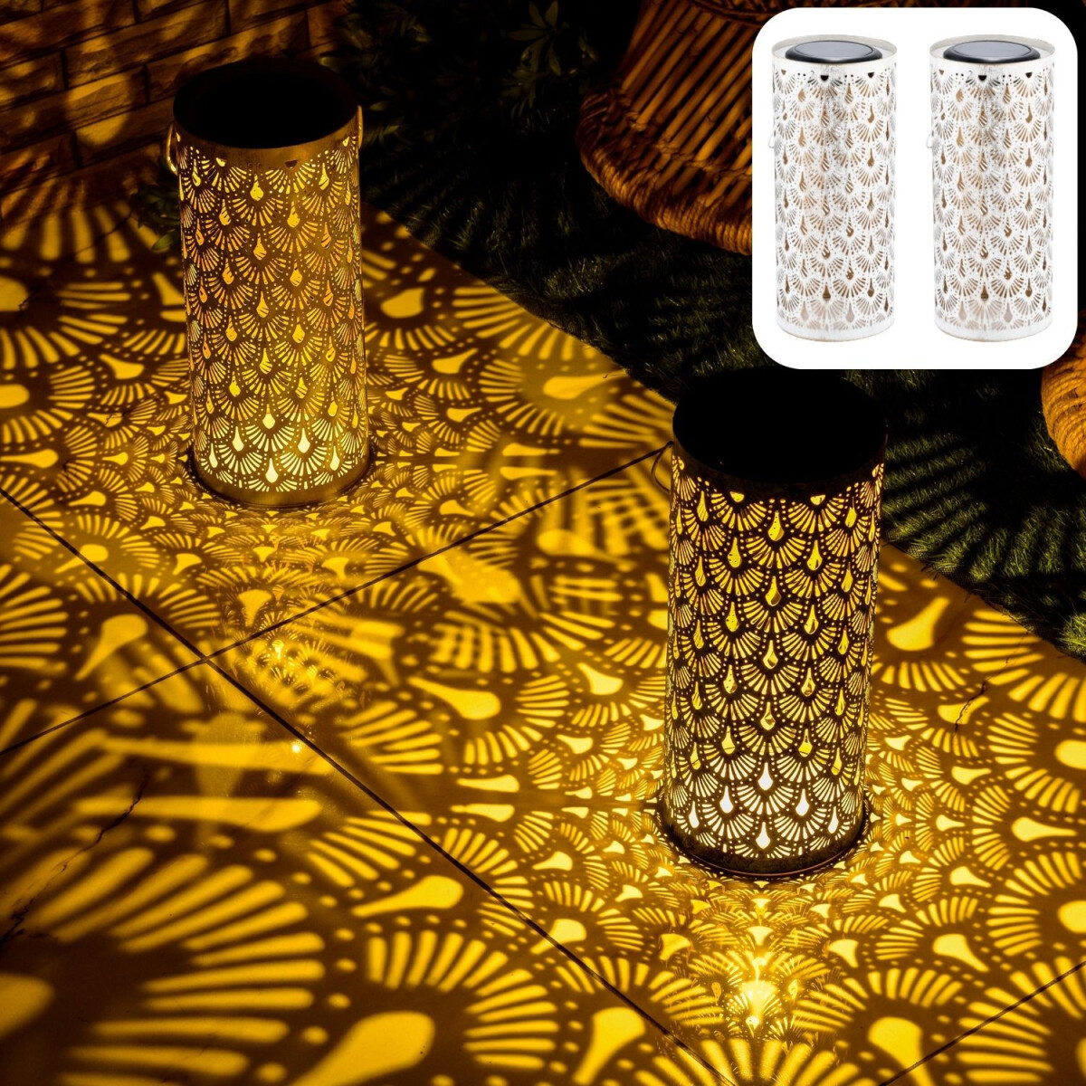 Lot de 2 lanternes solaires orientales & box