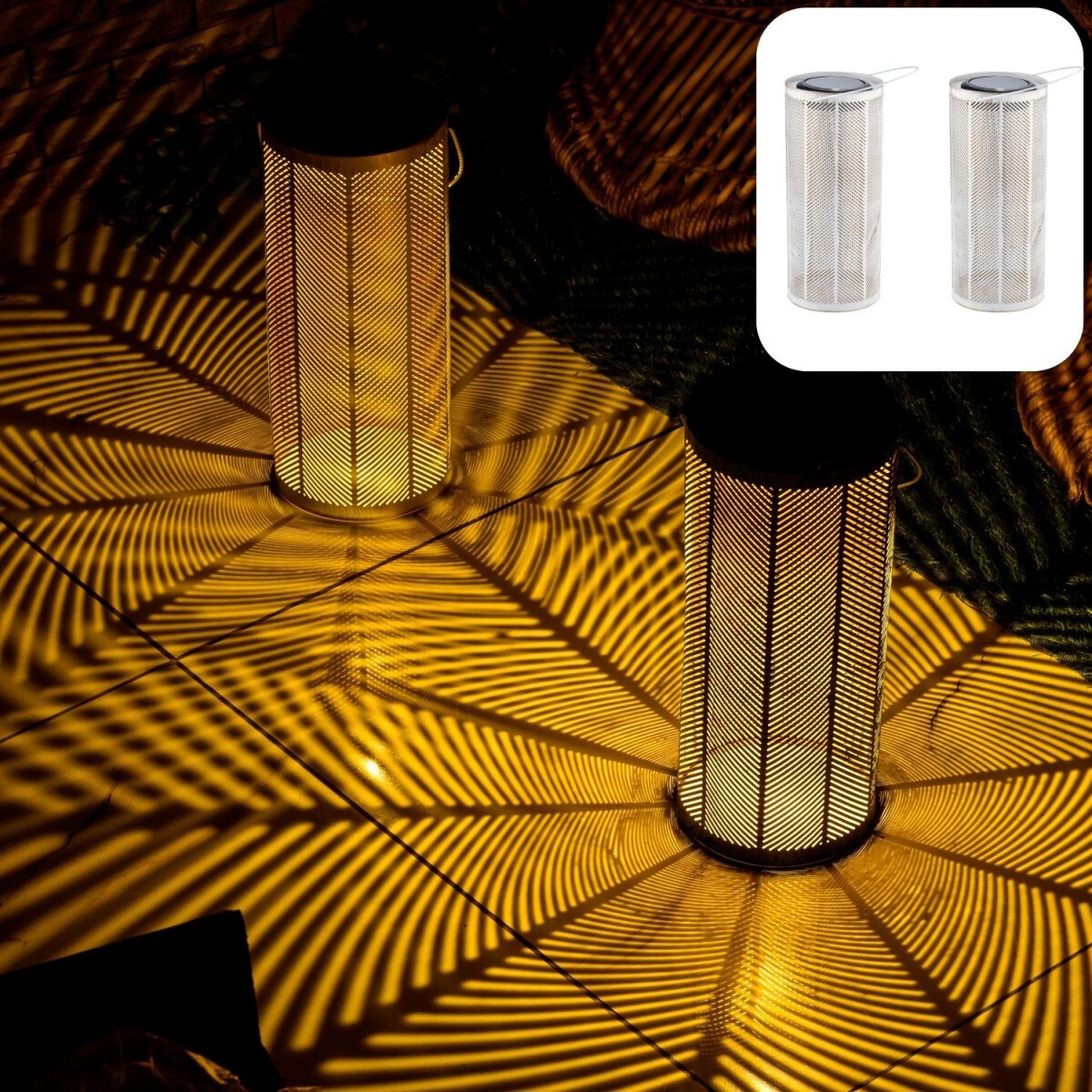 Lot de 2 lanternes solaires modernes, la box