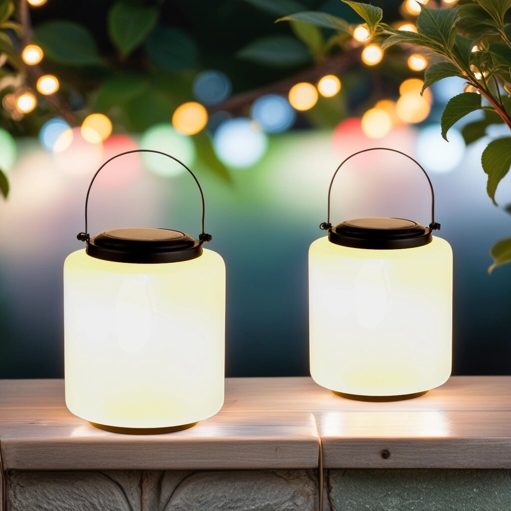 Lot de 2 lanternes solaires modernes en  box