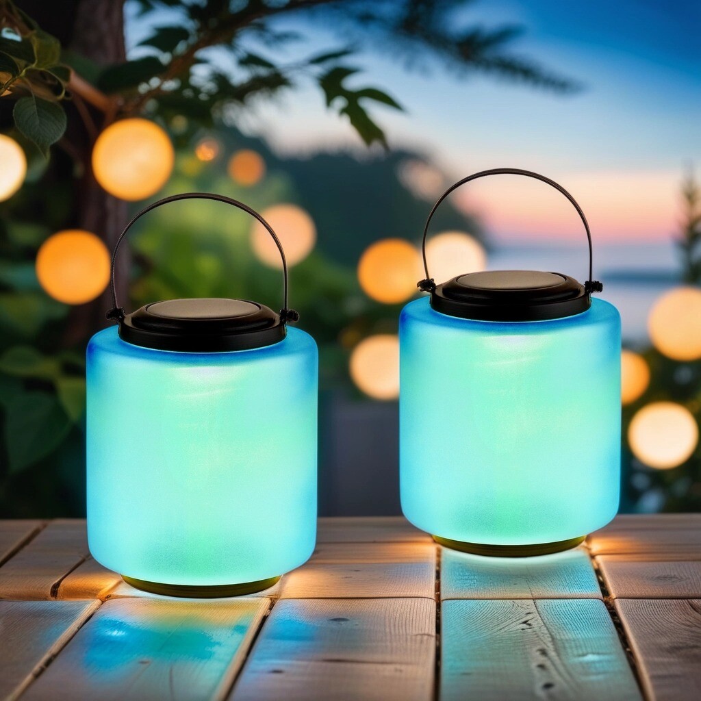 Lot de 2 lanternes solaires modernes en  box
