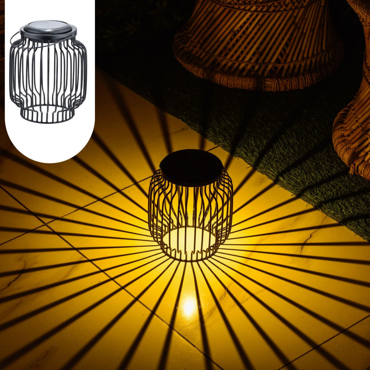 Lampe solaire scandinave, lampe de balco box