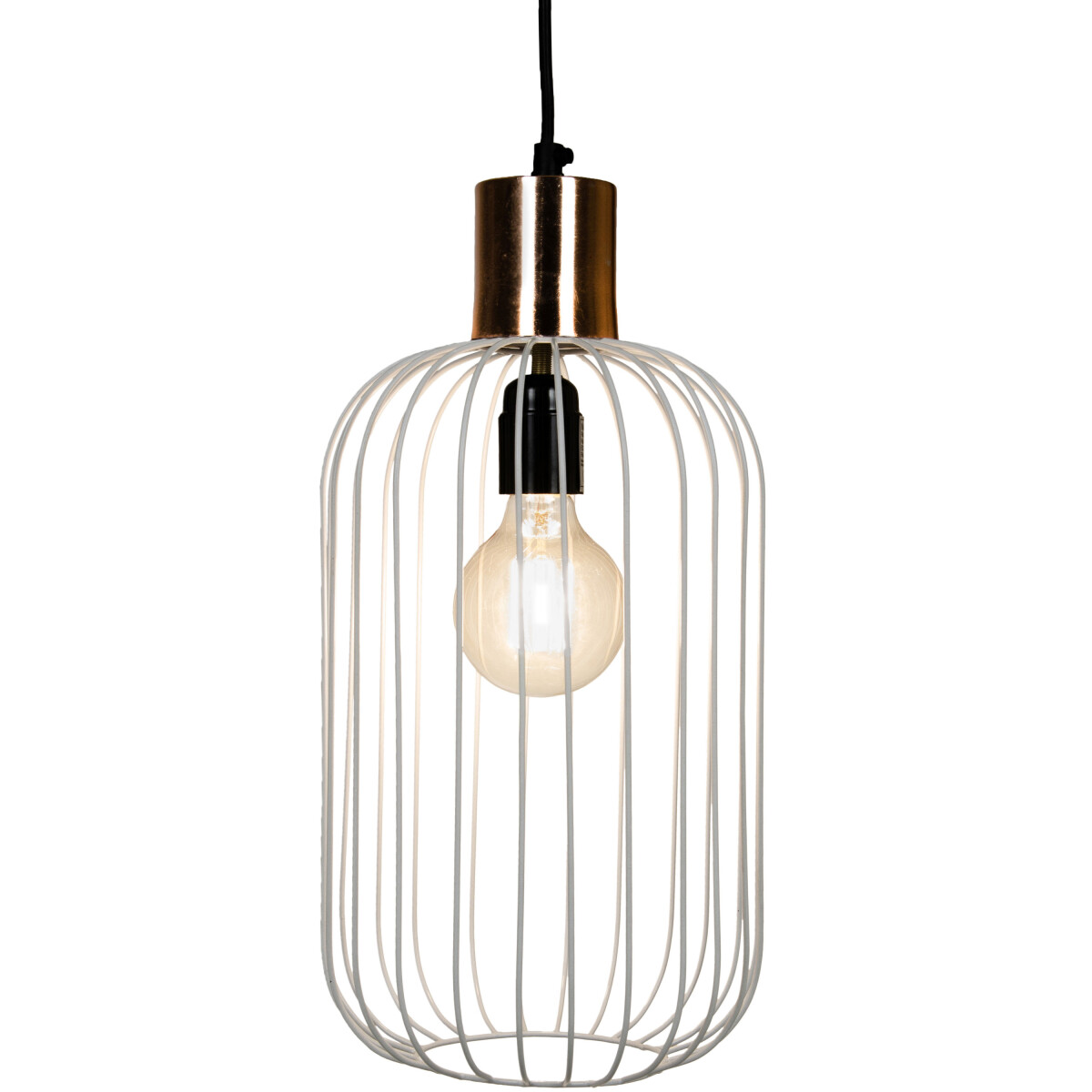Suspension rétro Albo blanc et cuivre 39 cm | Fabriqu