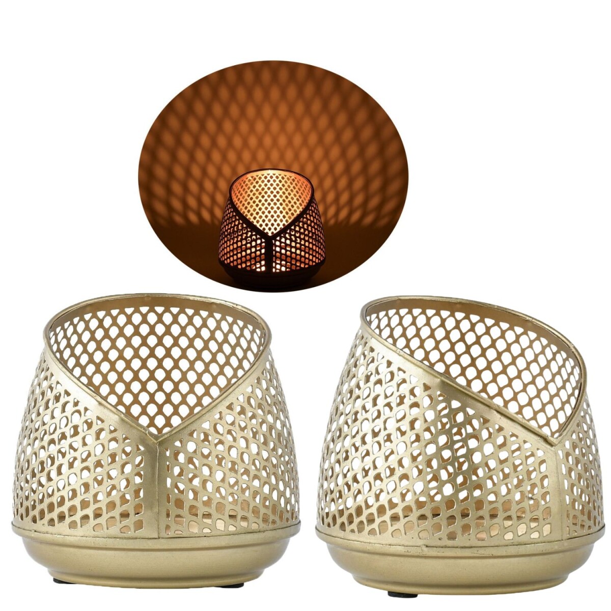 Lot de 2 bougeoirs Safra Gold