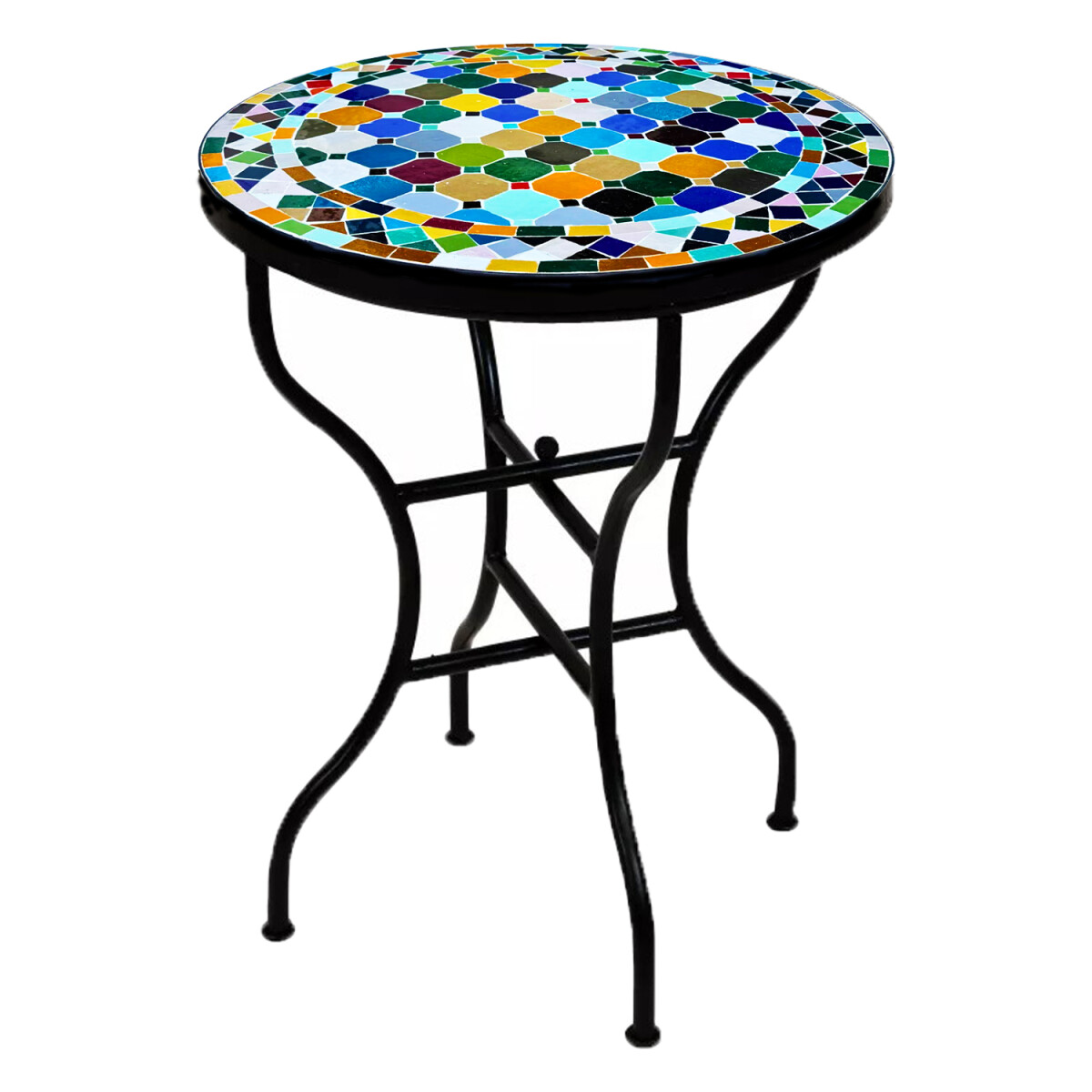 Table en mosaïque marocaine de Marrakech, multicolore, 