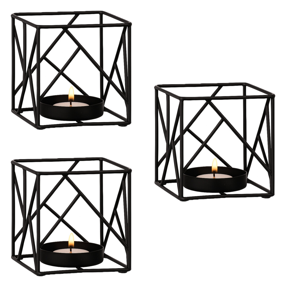 Lot de 3 bougeoirs Sarpene -2- en métal, motif g&eacu