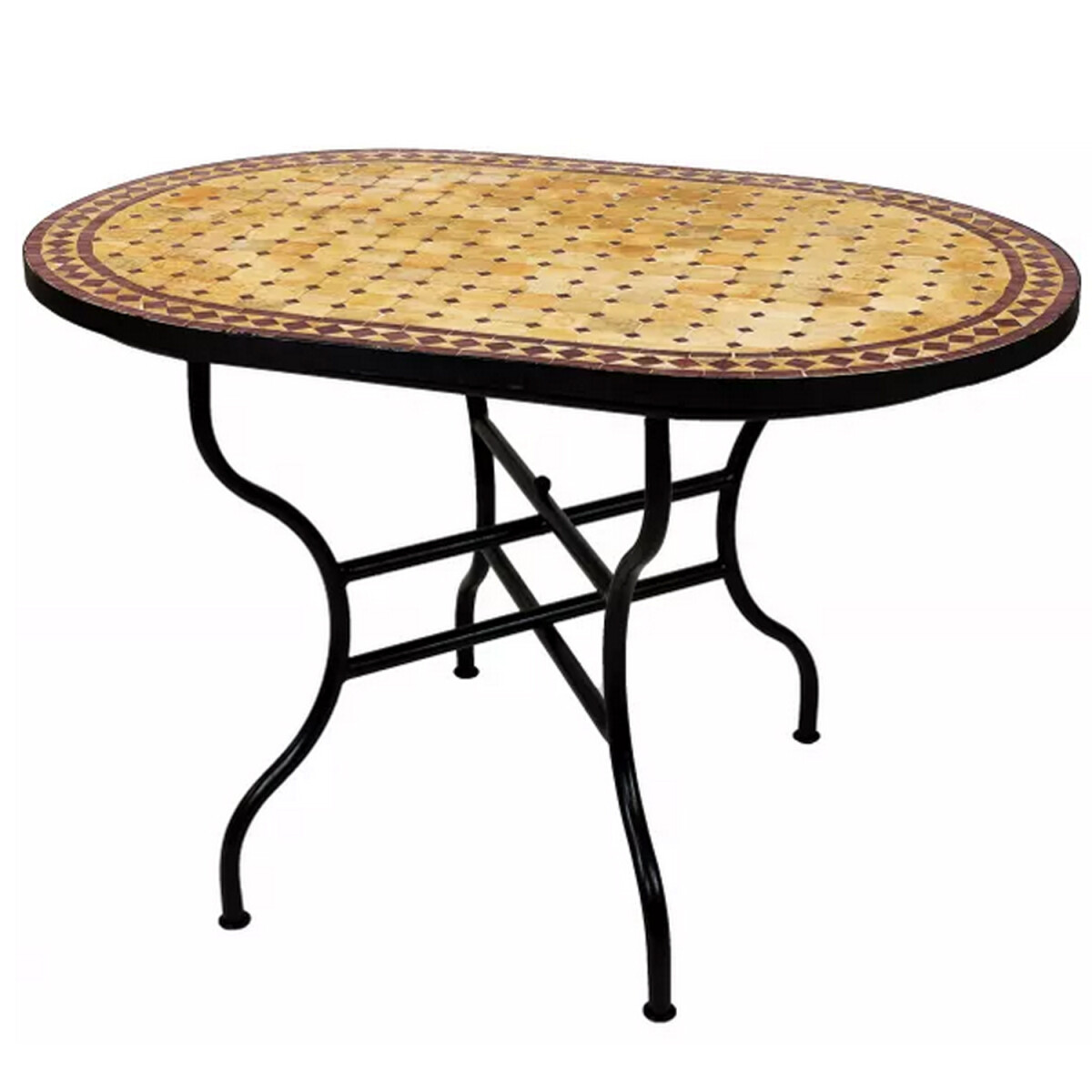 Table en mosaïque marocaine Marrakech Beige Bordeaux 10