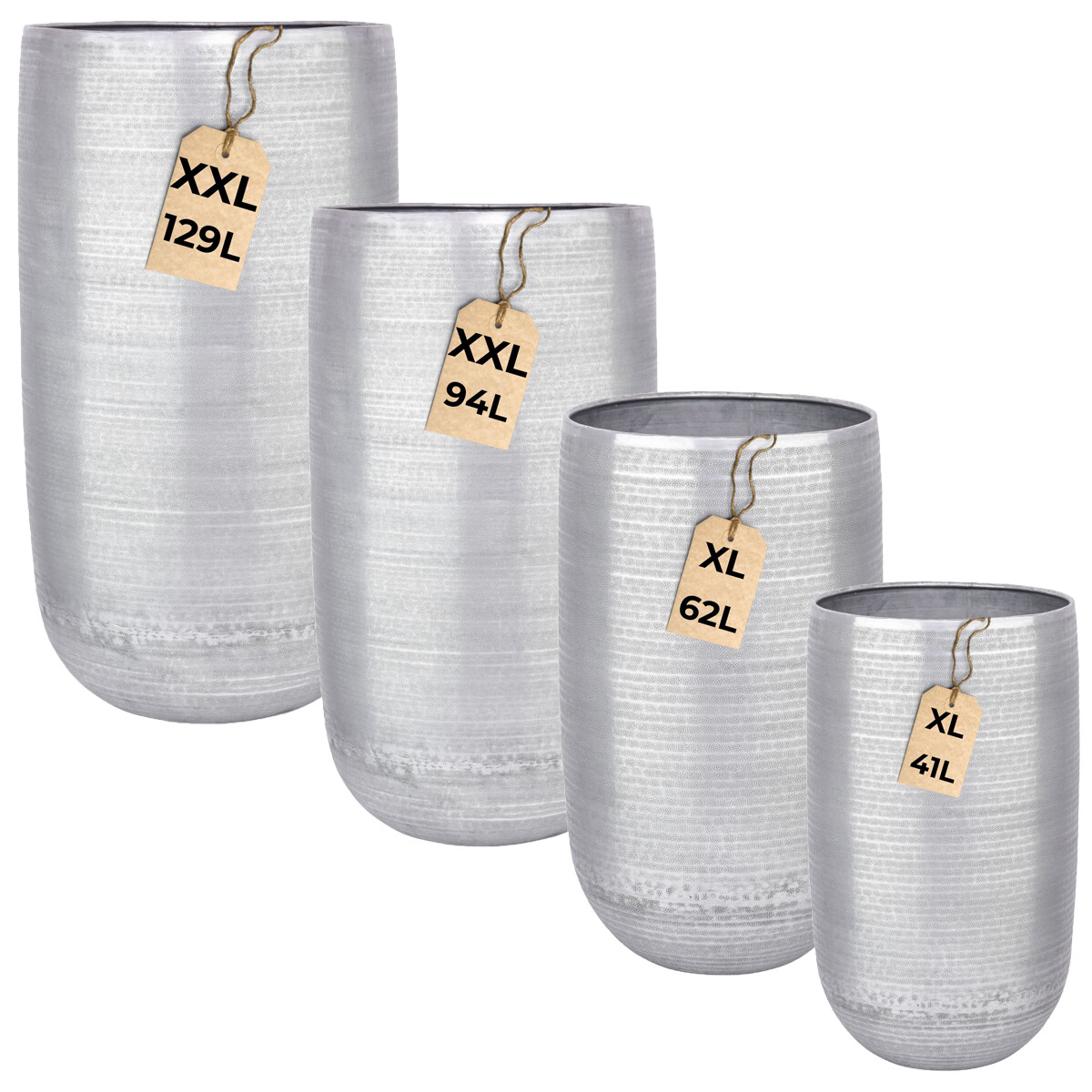 Lot de 4 pots de fleurs Camiel Argent -  box