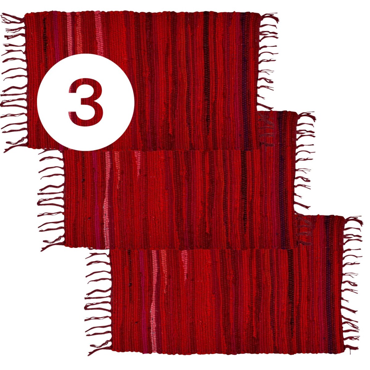Lot de 3 tapis Callum Rouge 90 × 5 box