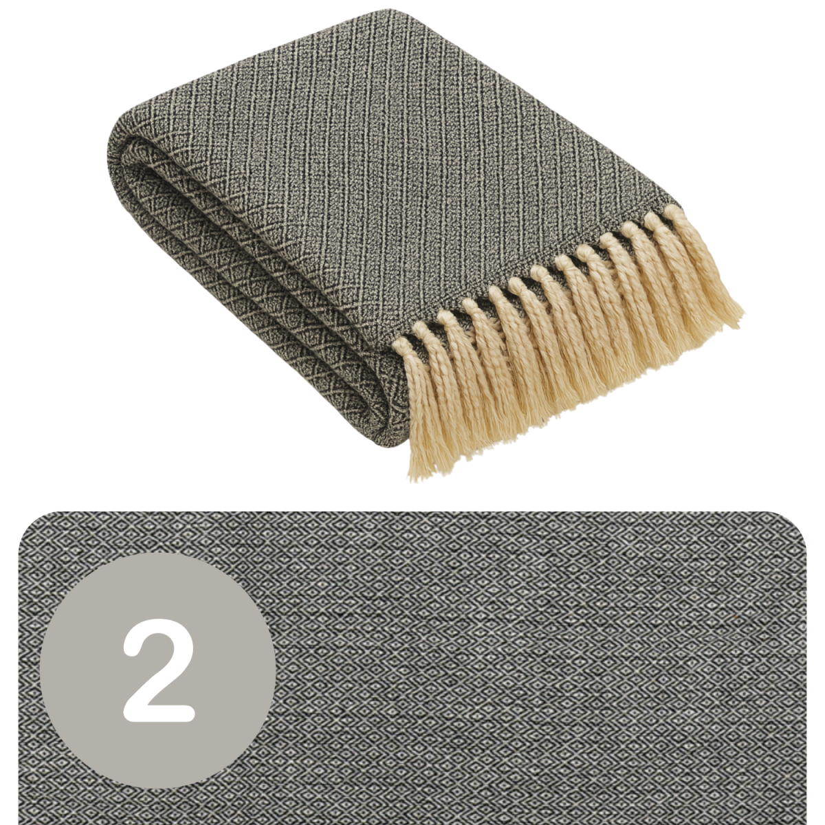 Lot de 2 couvre-lits Calix, gris foncé, 125 x 150 cm,