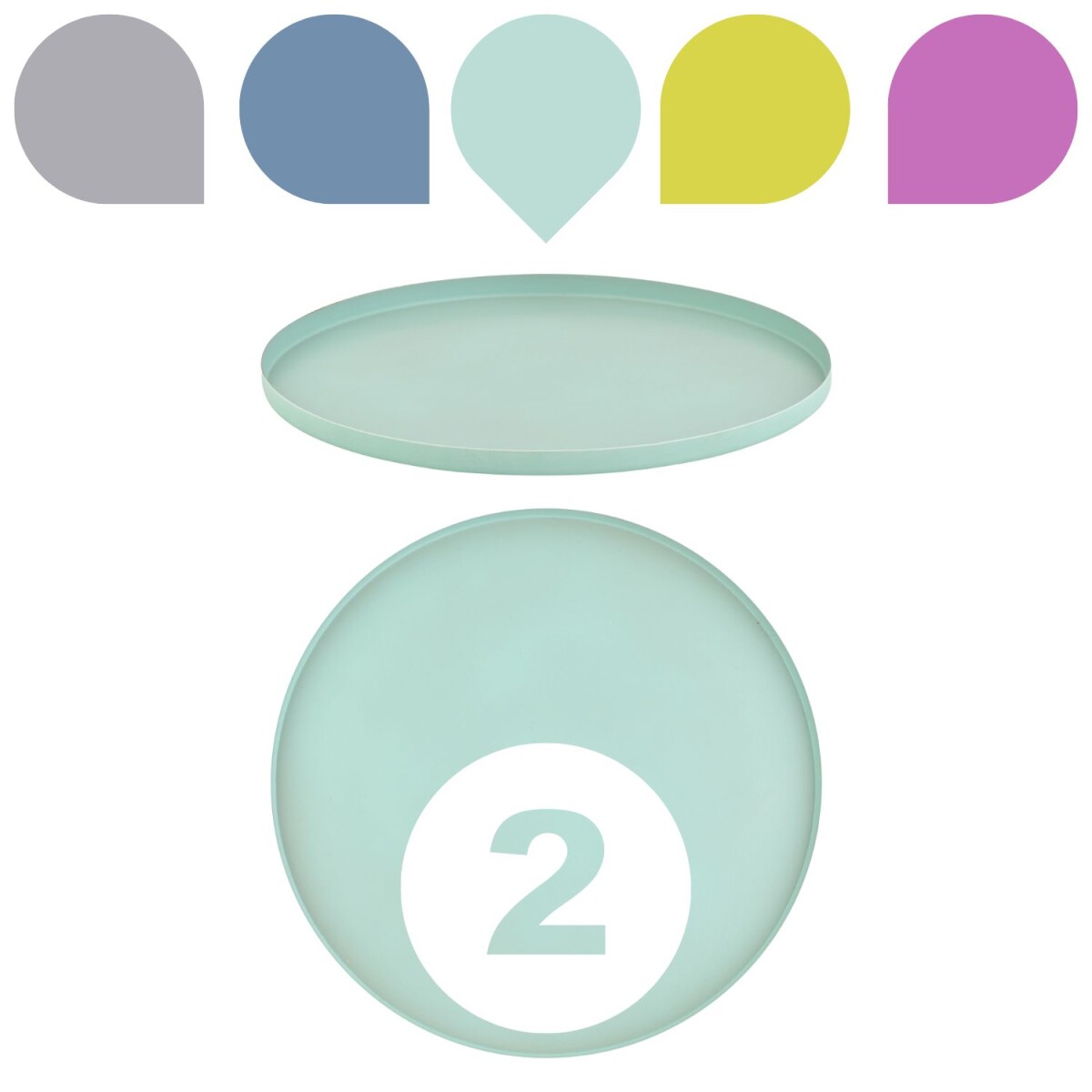 Lot de 2 plateaux ronds Callie turquoise box