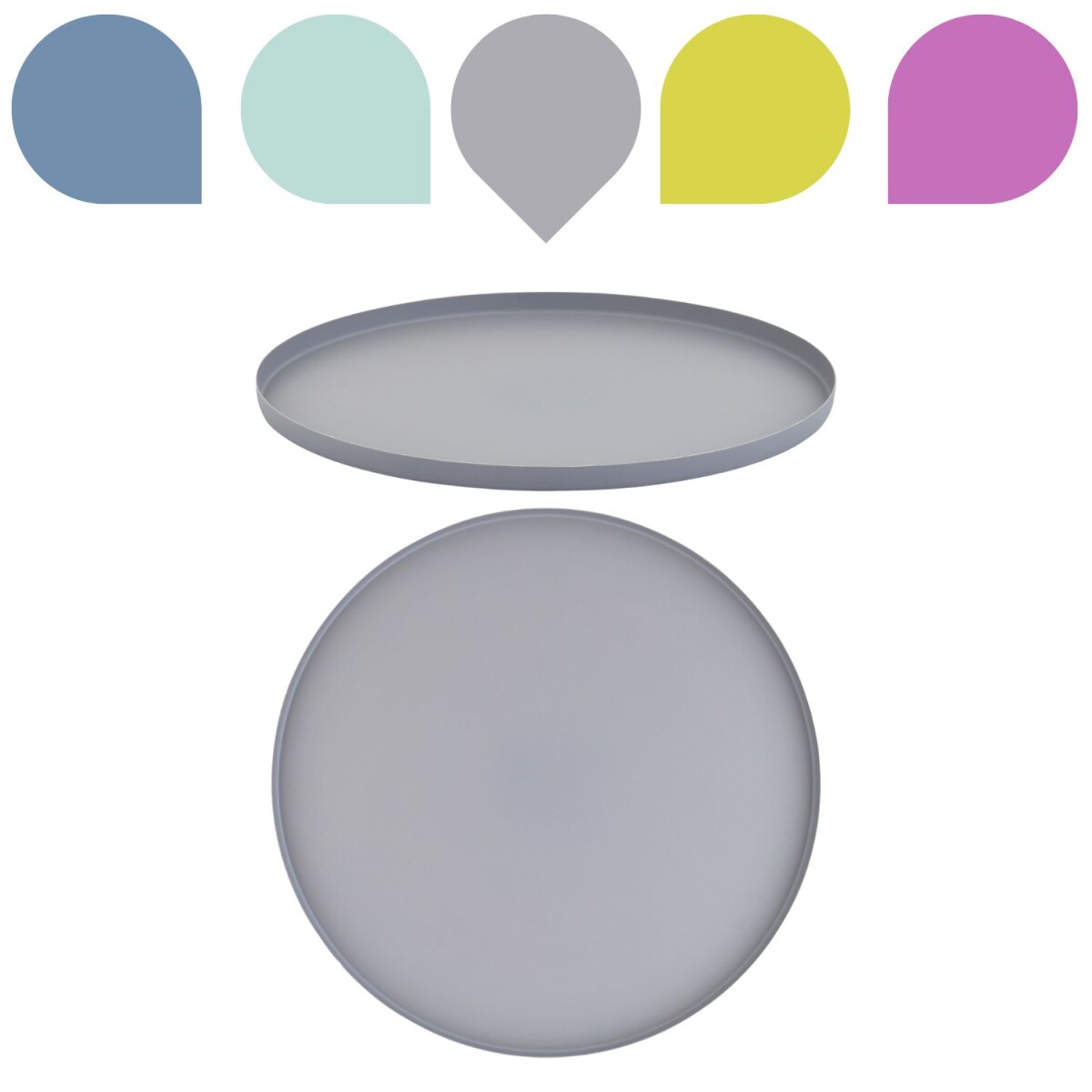 Callie Grau Plateau rond 25 cm | Plateau décoratif bo