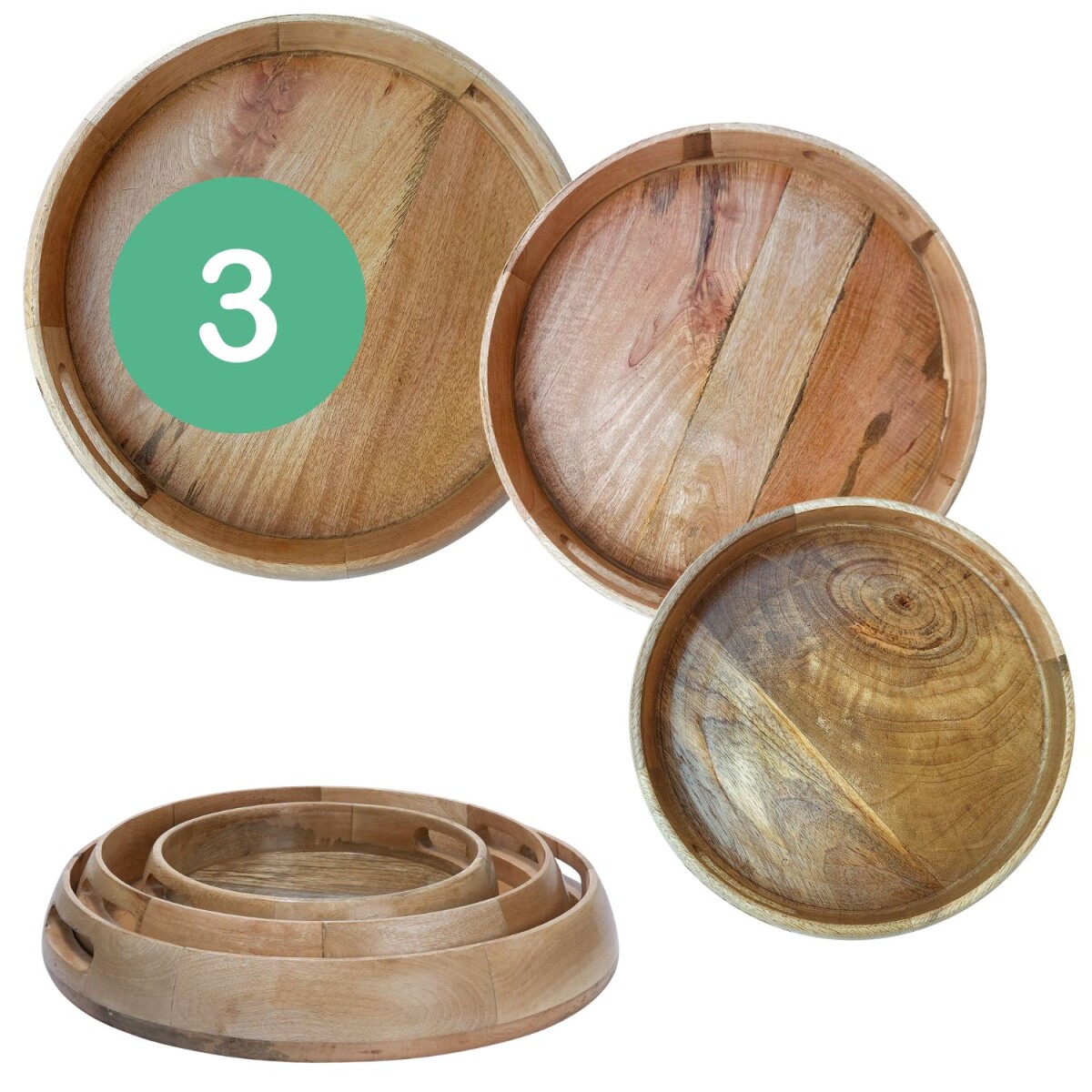 Lot de 3 plateaux ronds Kahaya | Plateau box