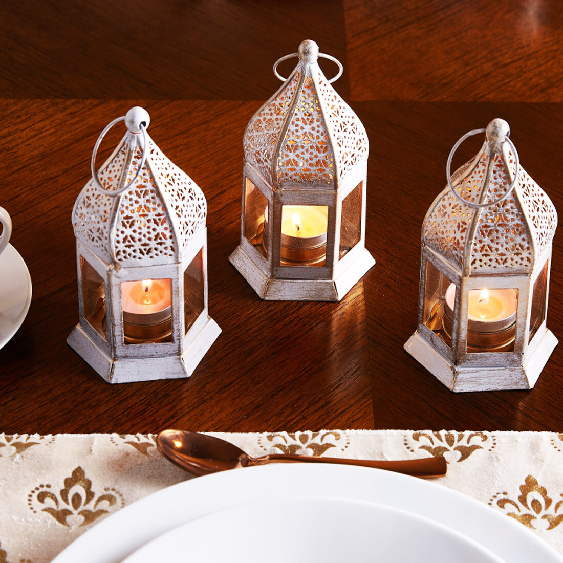 Lot de 3 lanternes décoratives or box