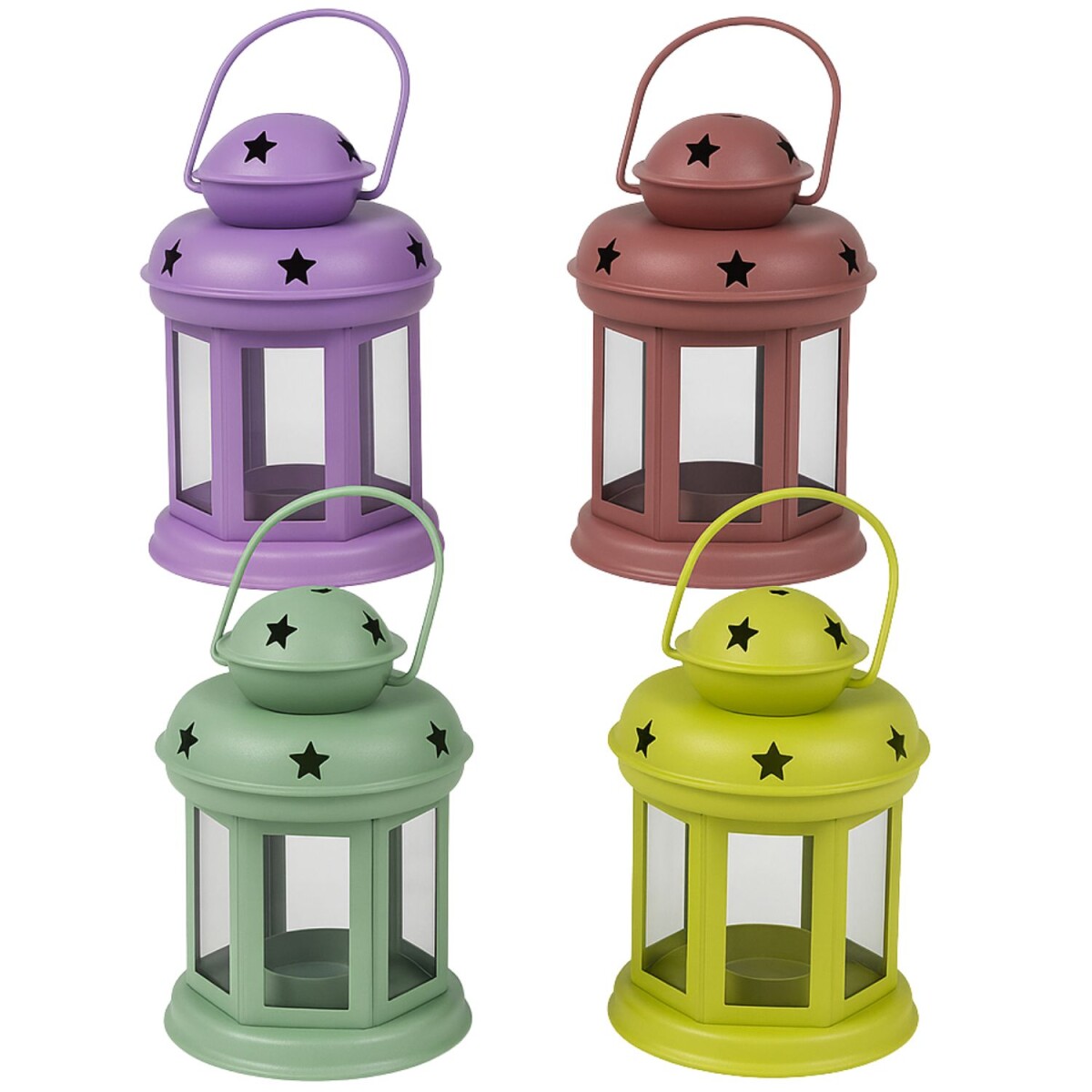 Lot de 4 lanternes Eolea multicolores 15 cm | Photophores bo