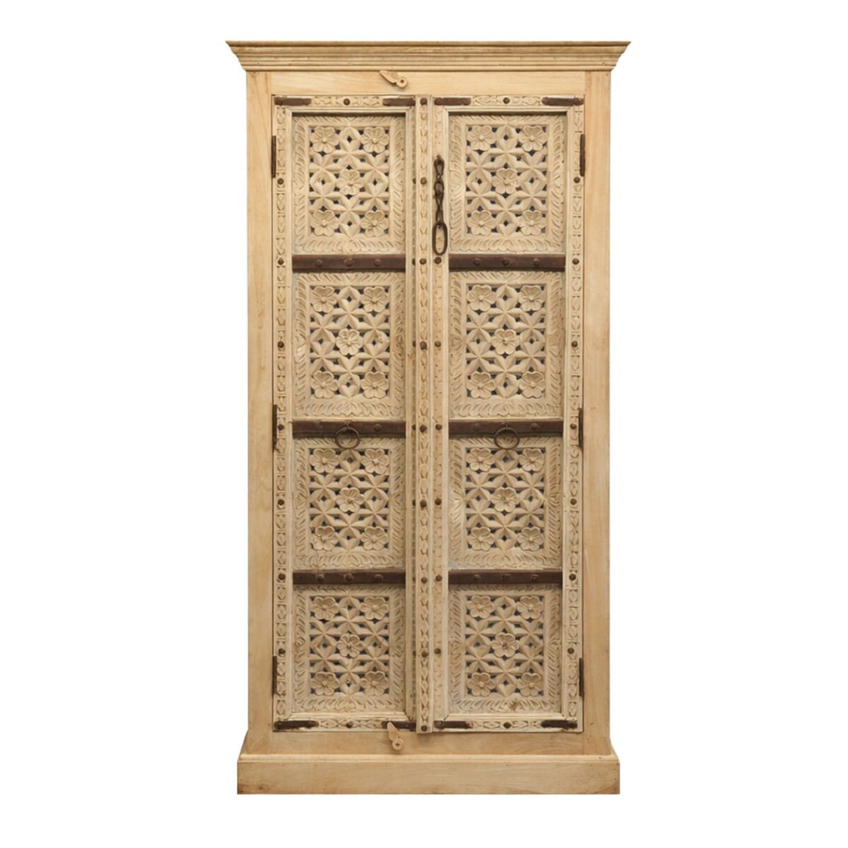 Buffet haut Megha en bois massif sculpt&eacute;...