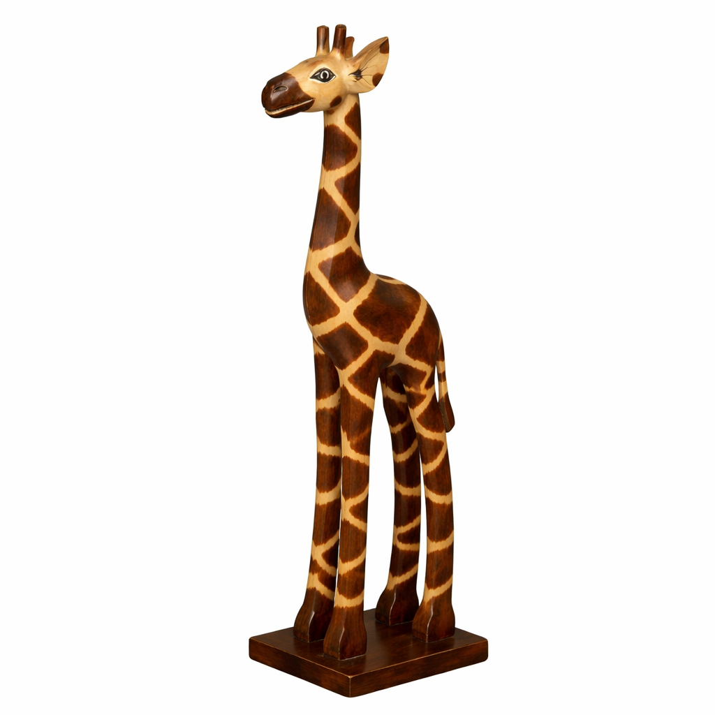 Sculpture de girafe en bois dalbesia, fabriquée &agra