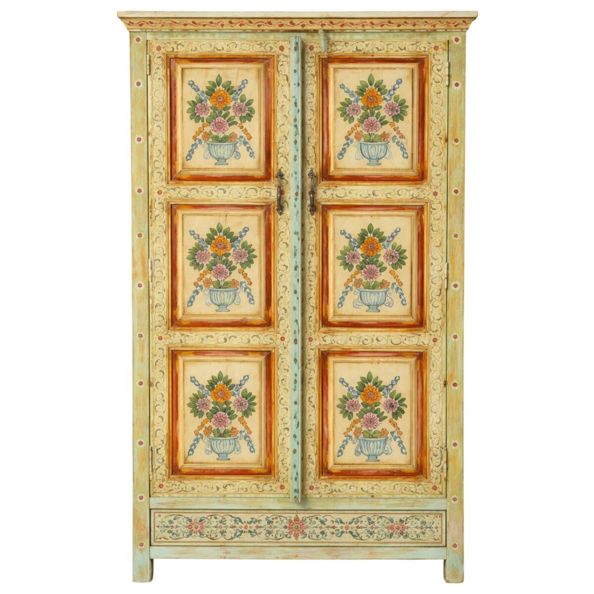 Buffet haut Ritika en bois massif, fait main, style boh&egra