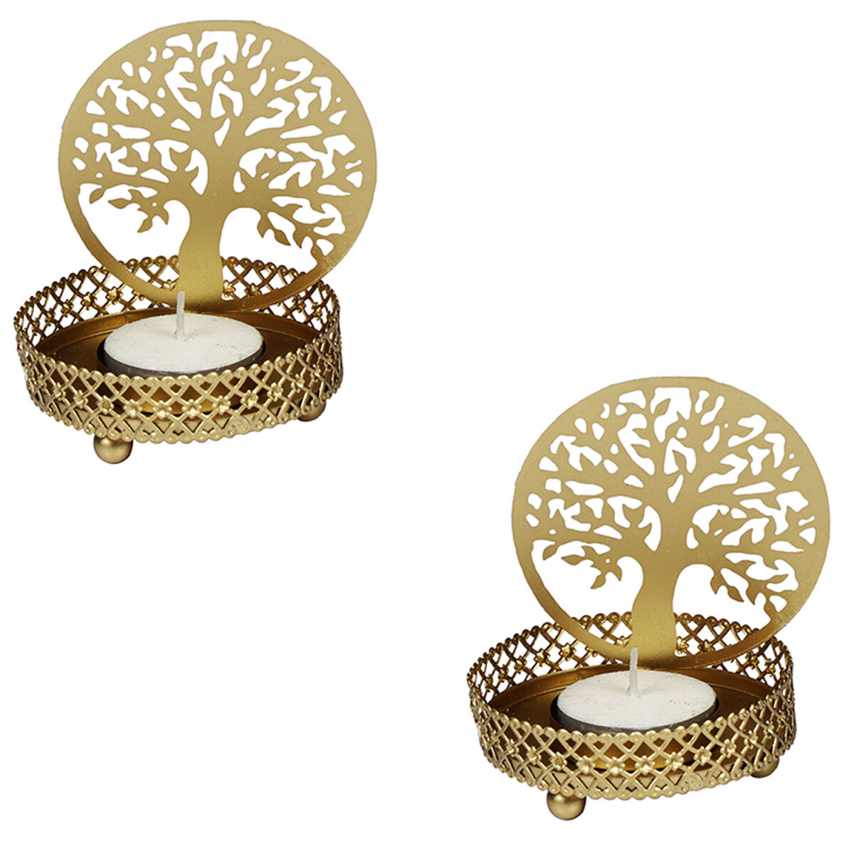 Lot de 2 bougeoirs Dentro 8 cm dor&eacut box