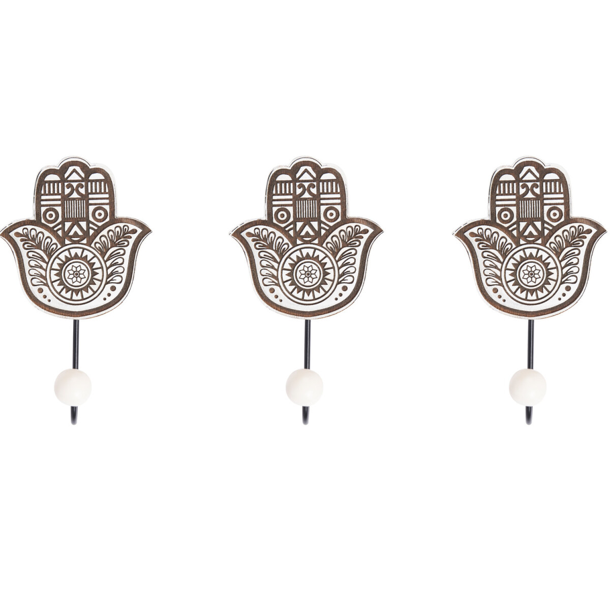 Lot de 3 crochets muraux orientaux « Hares » -3-