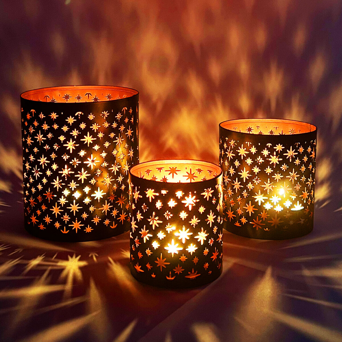 Lot de 3 photophores de jardin orientaux box