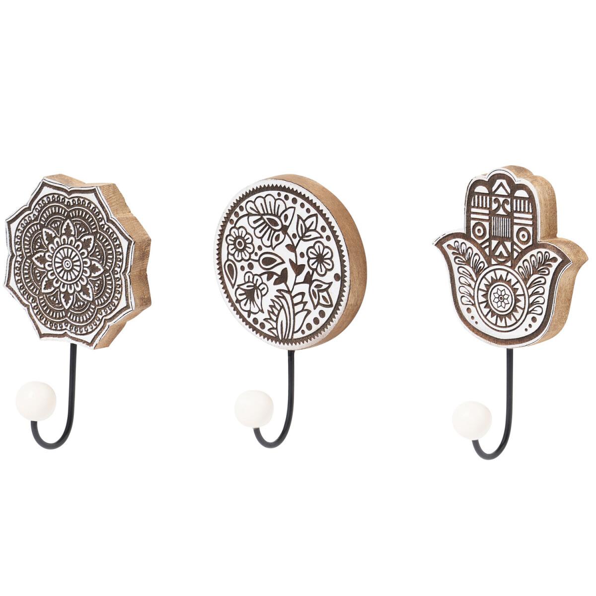 Lot de 3 crochets muraux orientaux « Hares »