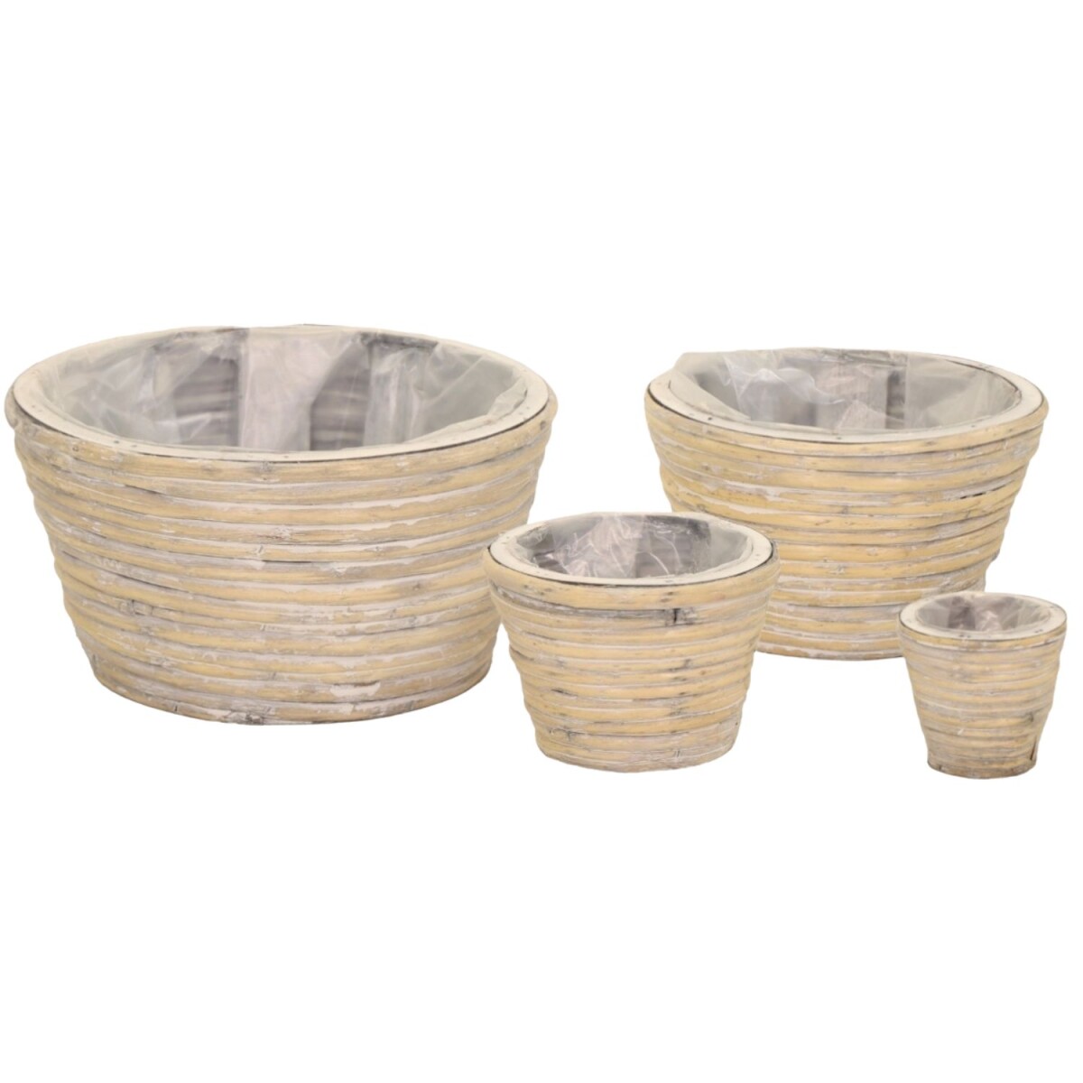 Pot de fleurs en rotin gris | Lot de 4 paniers à plan
