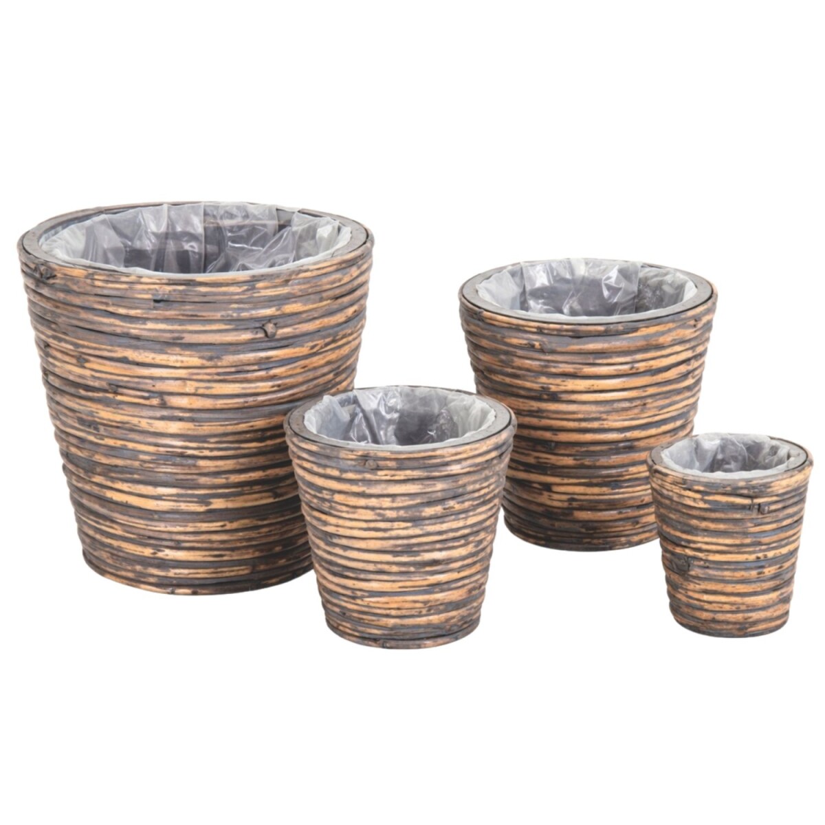 Pot de fleurs en rotin marron | Lot de 4 box