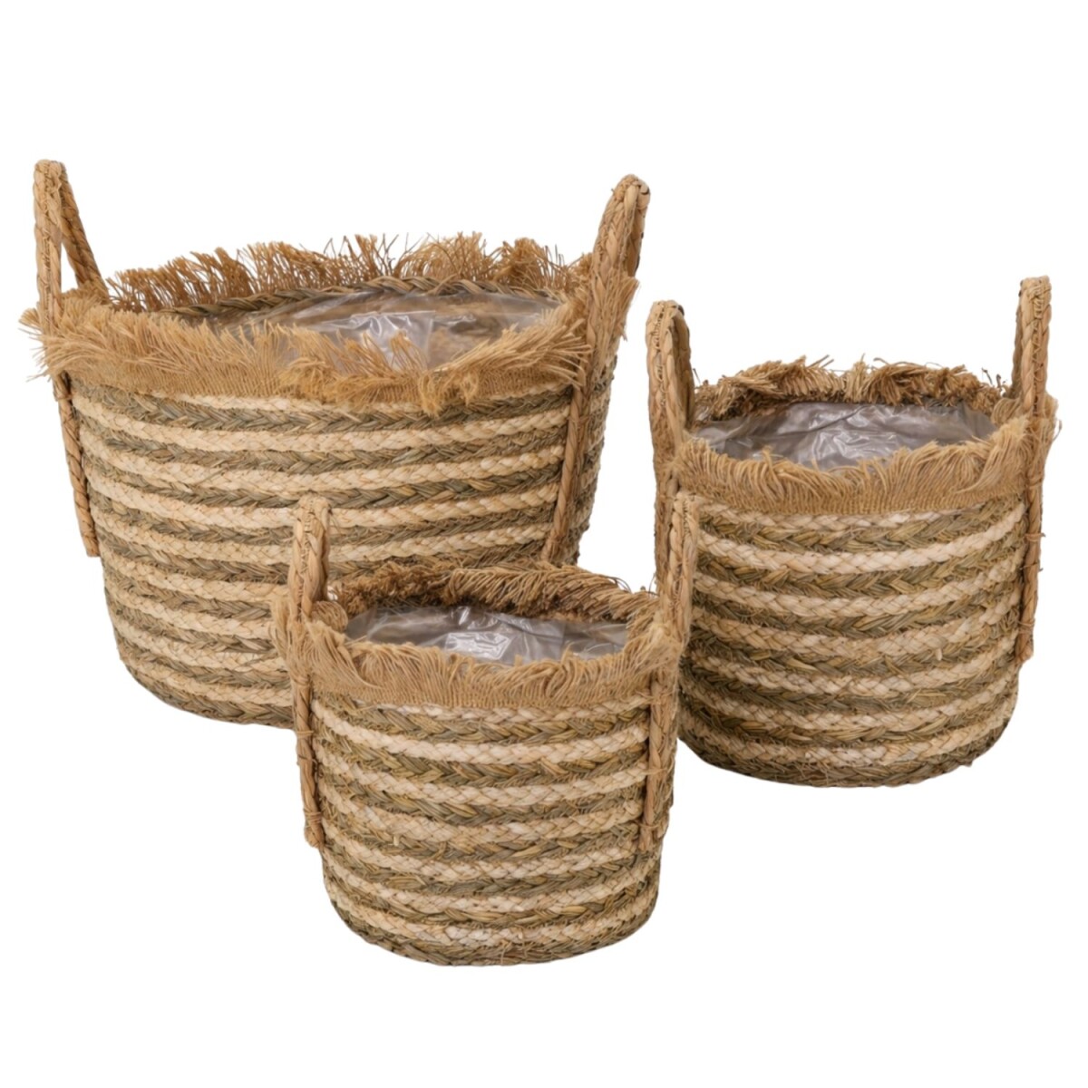 Lot de paniers naturels à franges | Panier à p