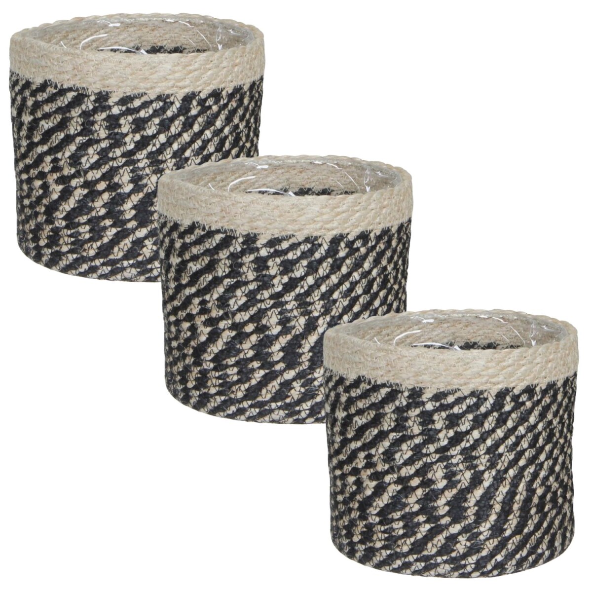 Lot de 3 paniers à plantes Nature-Noir | Cache-pot tr