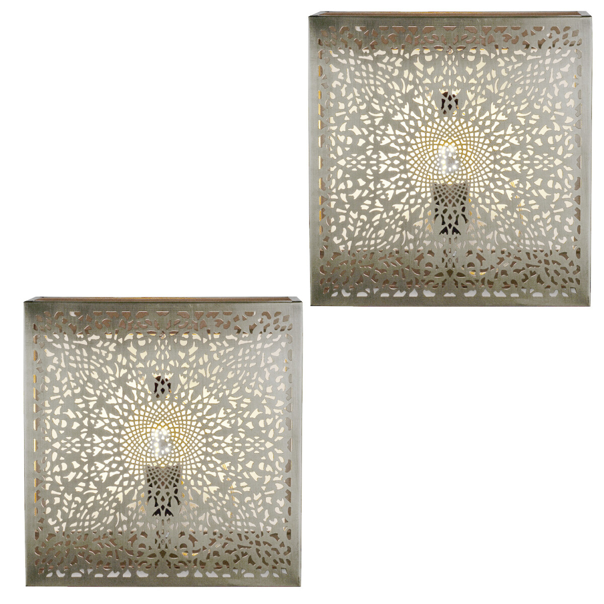 Lot de 2 appliques murales Yakin argent& box