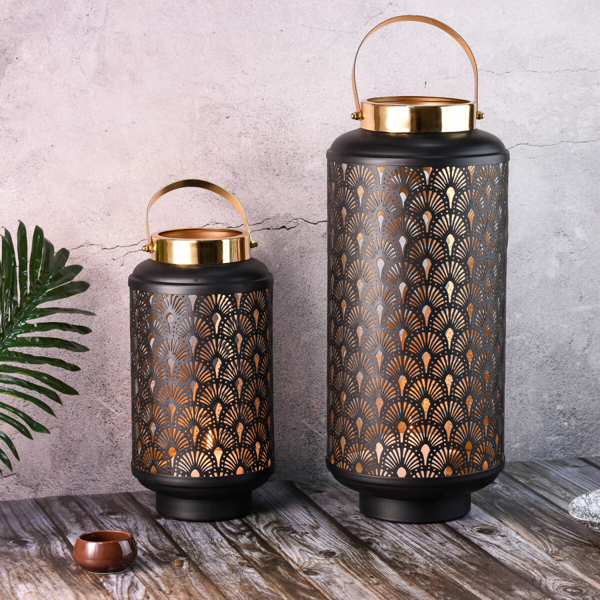 Lot de 2 photophores de jardin, lanterne box