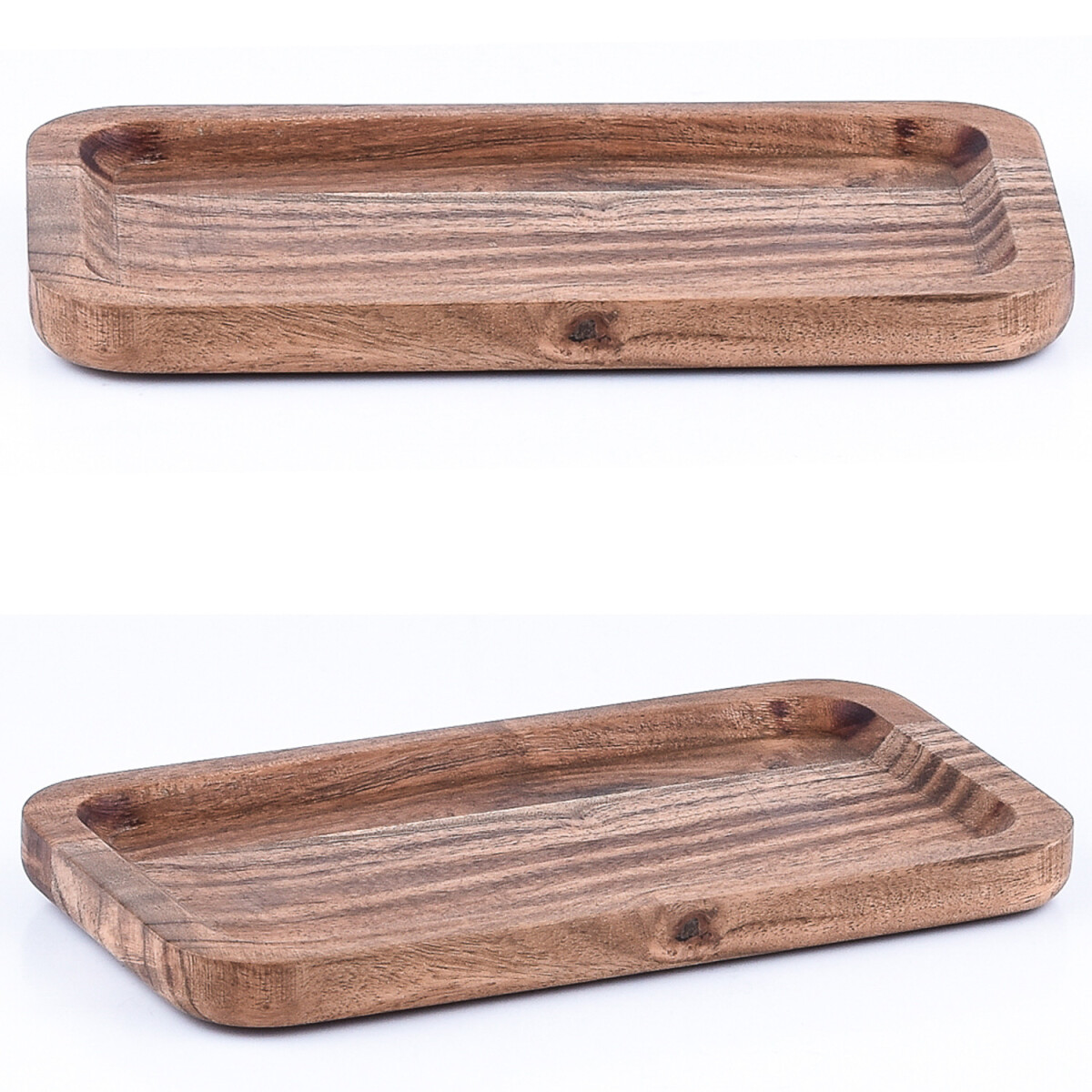 Lot de 2 plateaux de service en bois dacacia Anea, 21 x 6 cm