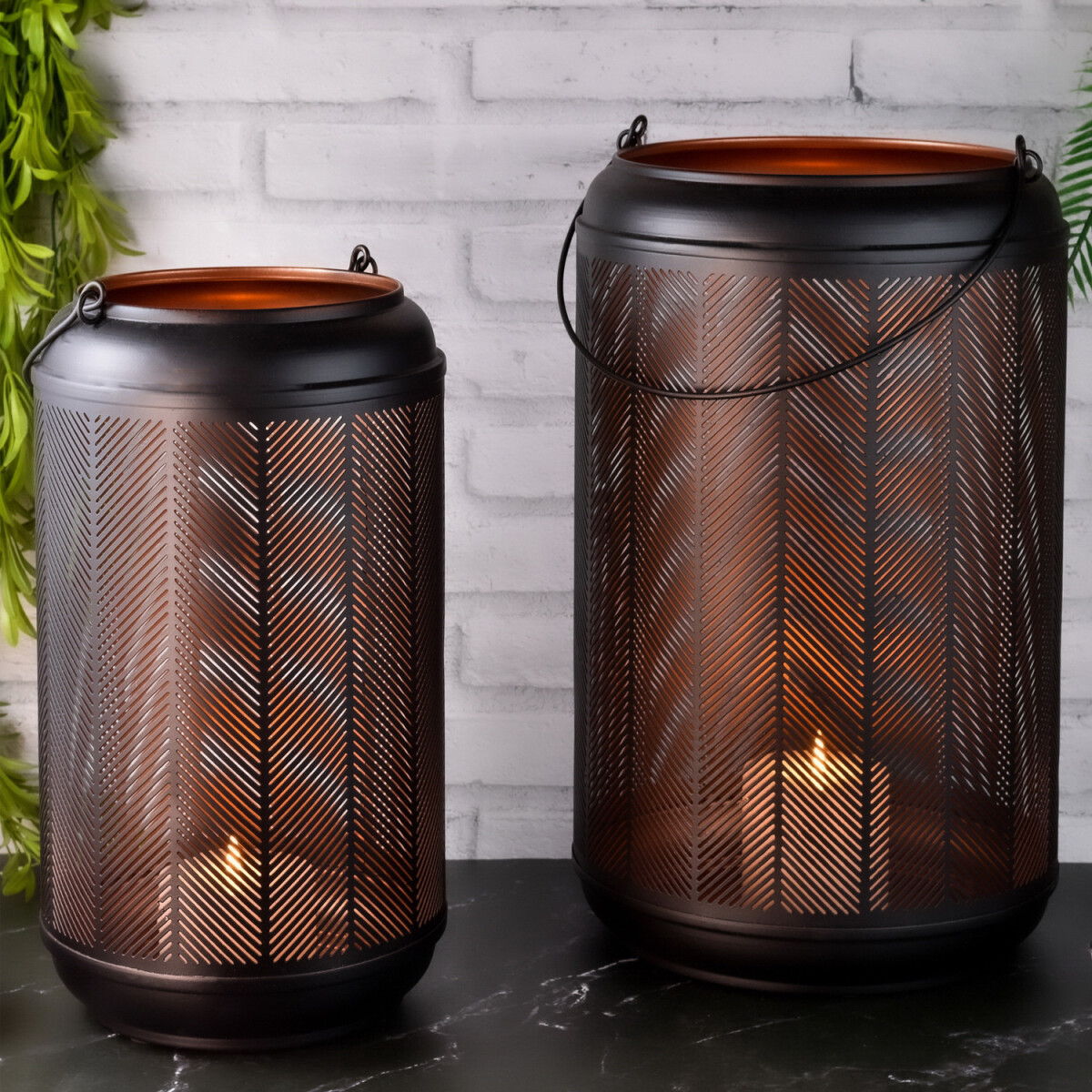 Lot de 2 photophores de jardin modernes  box