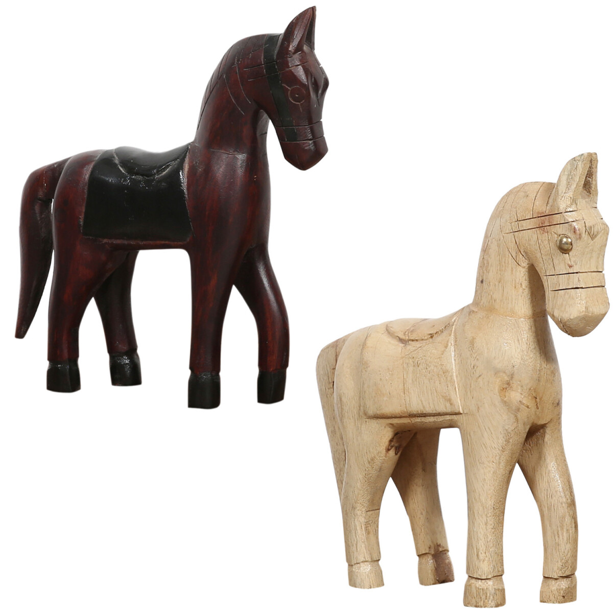 Lot de 2 figurines danimaux en bois pour la décoratio