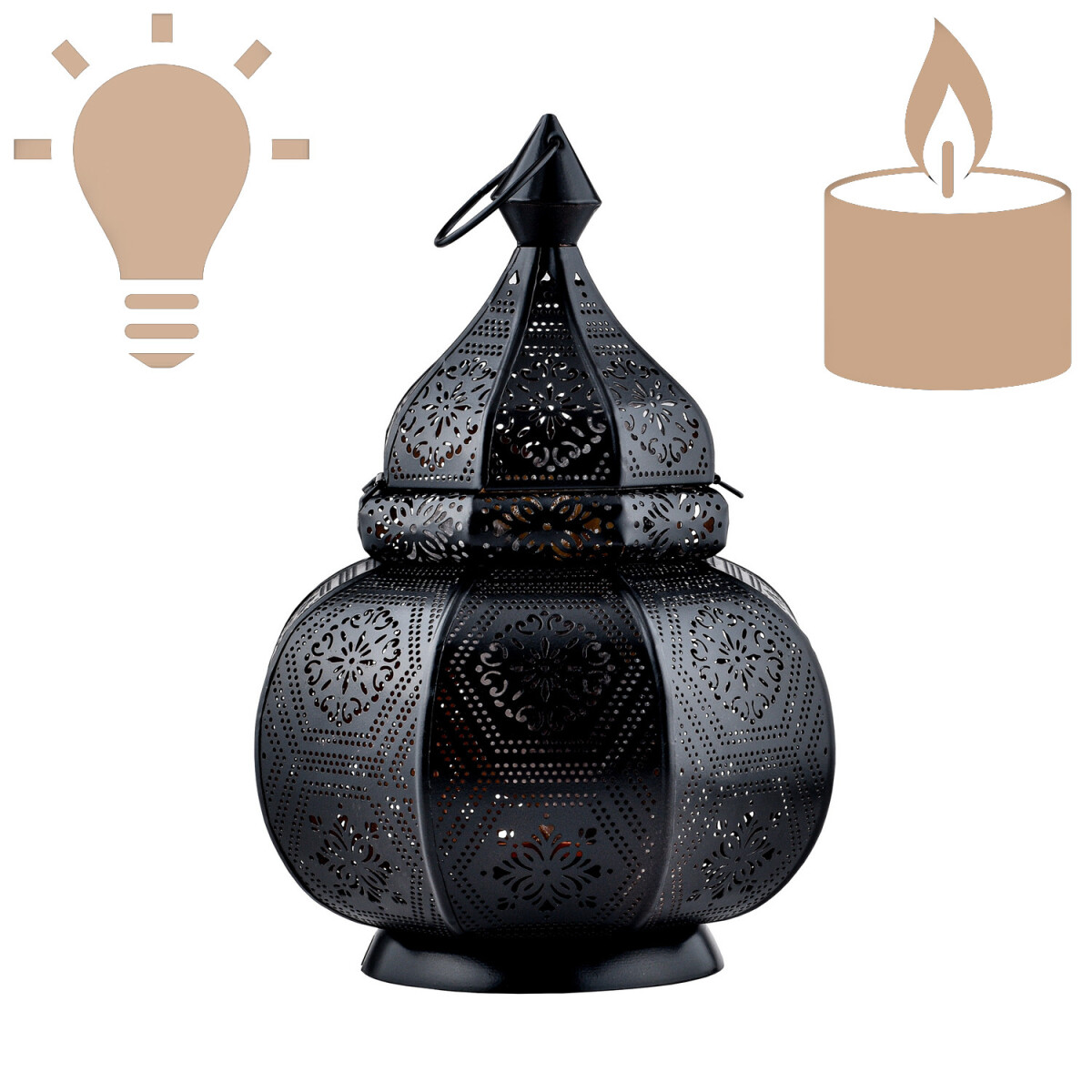 Lampe de chevet de style oriental Mahana, noire