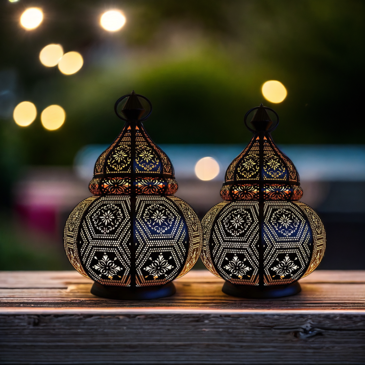 Lot de 2 lanternes décoratives orientales Maha, noir