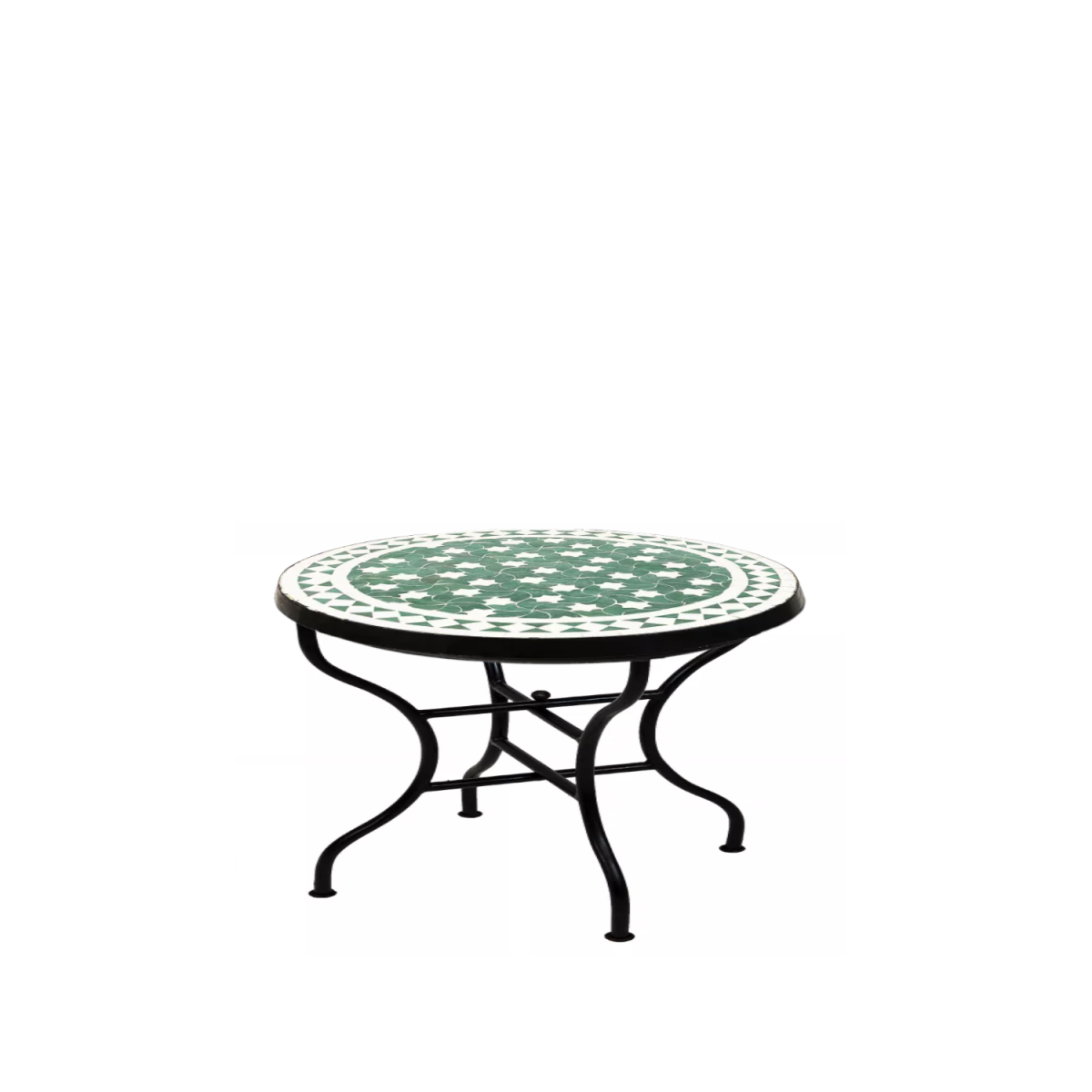 Table en mosaïque marocaine Estrella, vert et blanc, &o