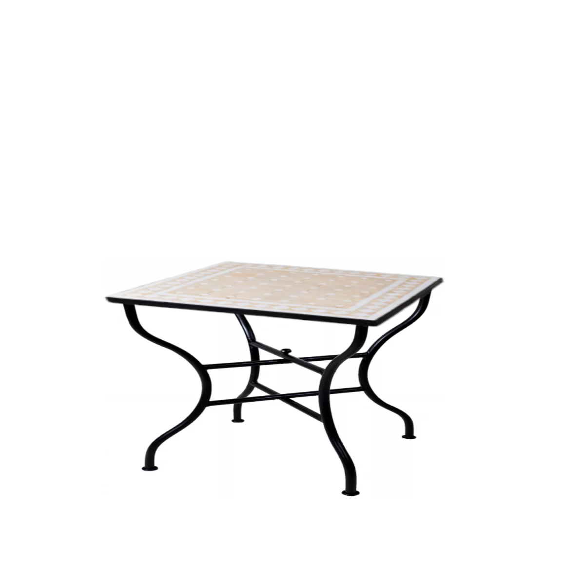 Table en mosaïque marocaine Marrakech, beige et blanc, 