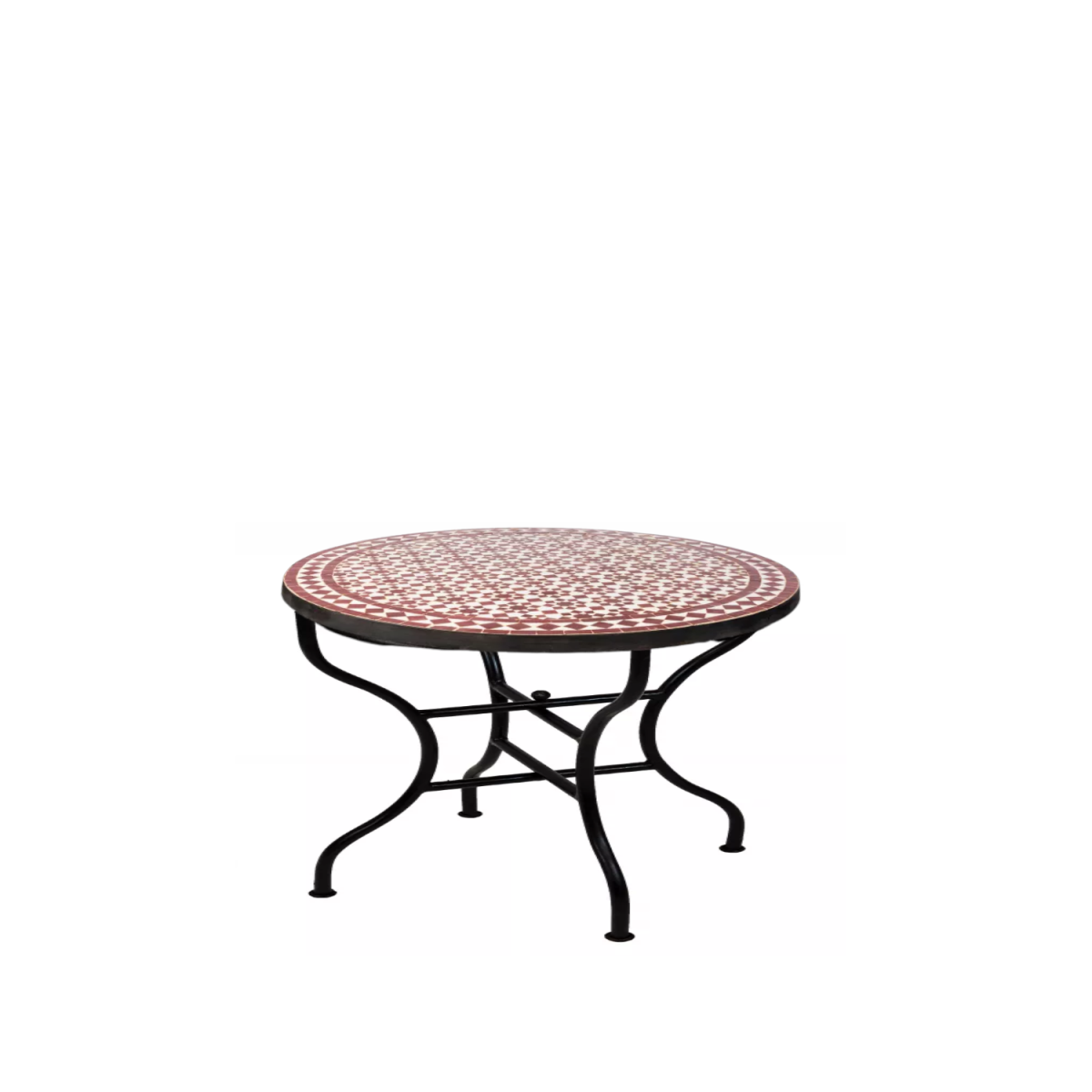 Table marocaine en mosaïque Albaicin, bordeaux et blanc