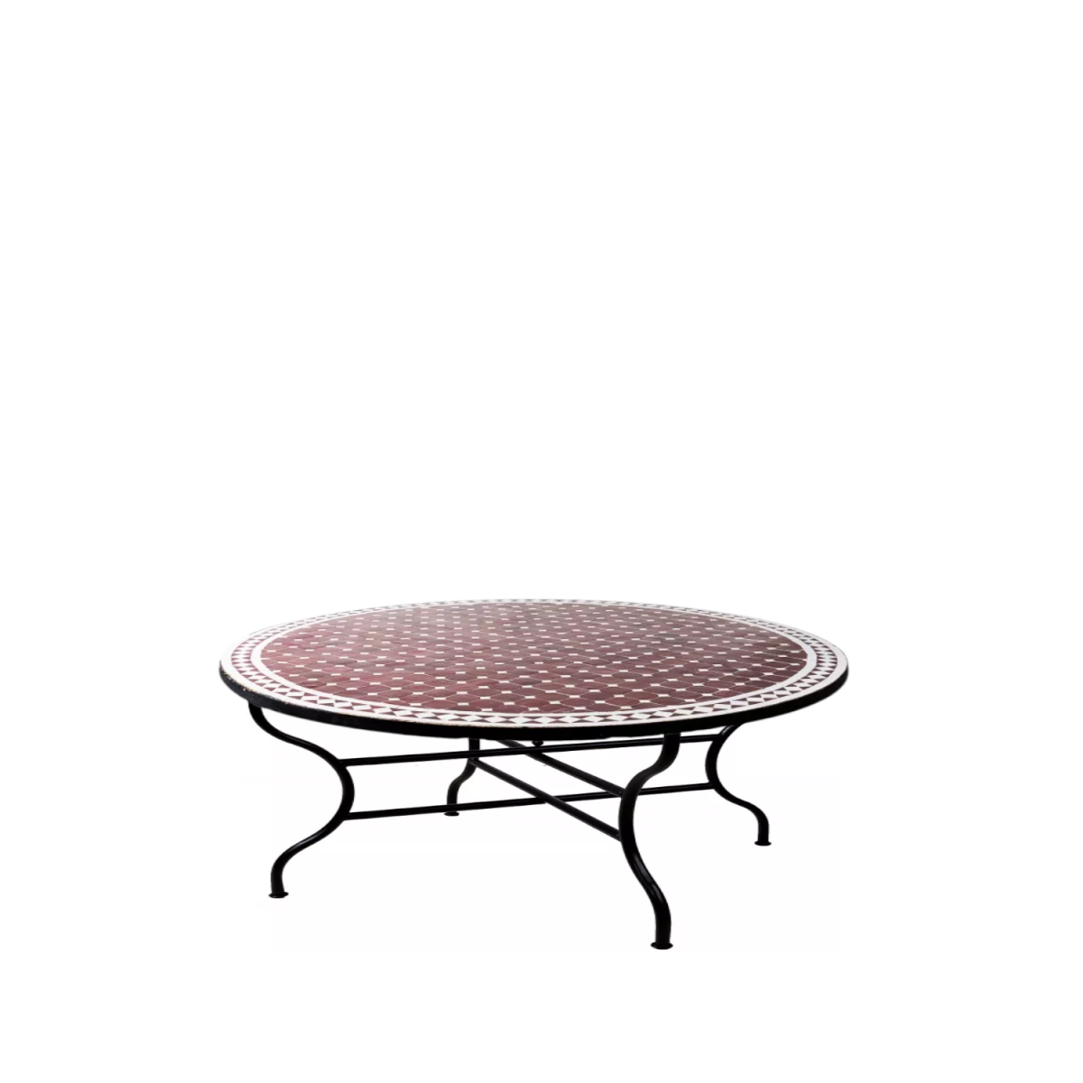 Table en mosaïque marocaine Marrakech, bordeaux et blan